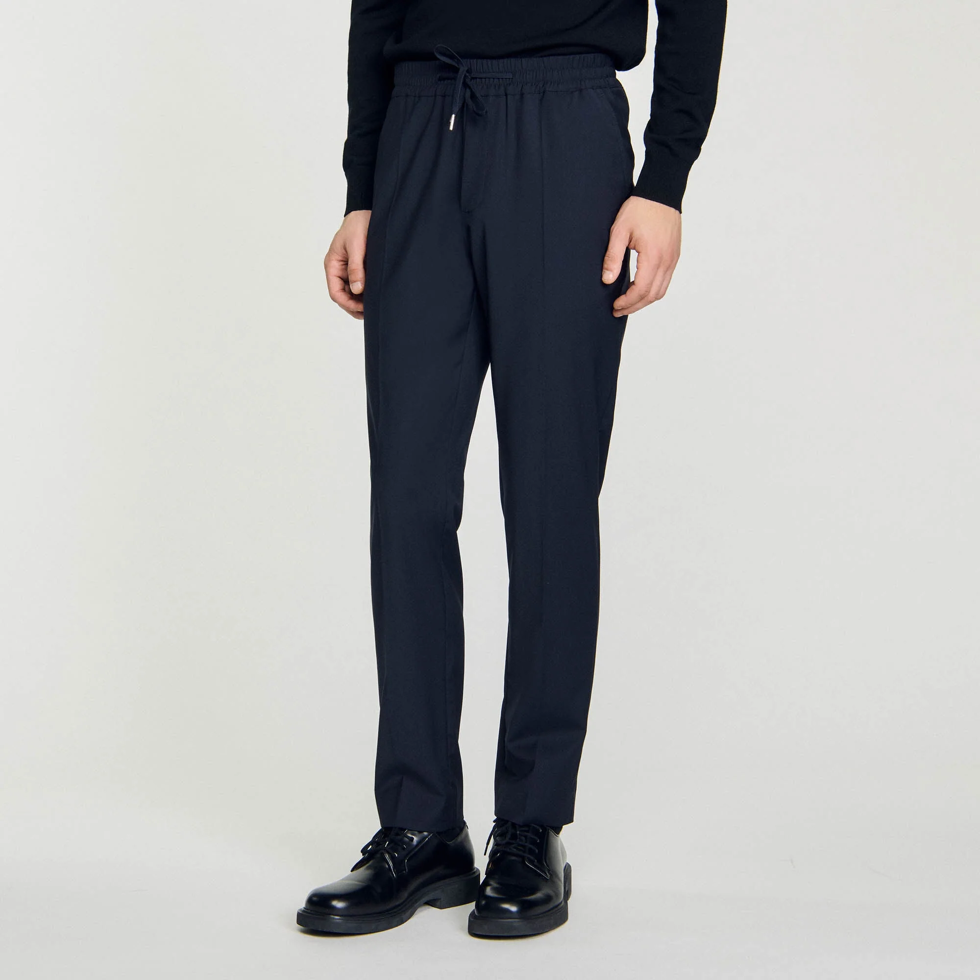 New Alpha Elasticated Straight-Leg Pants Navy Blue - Image 4