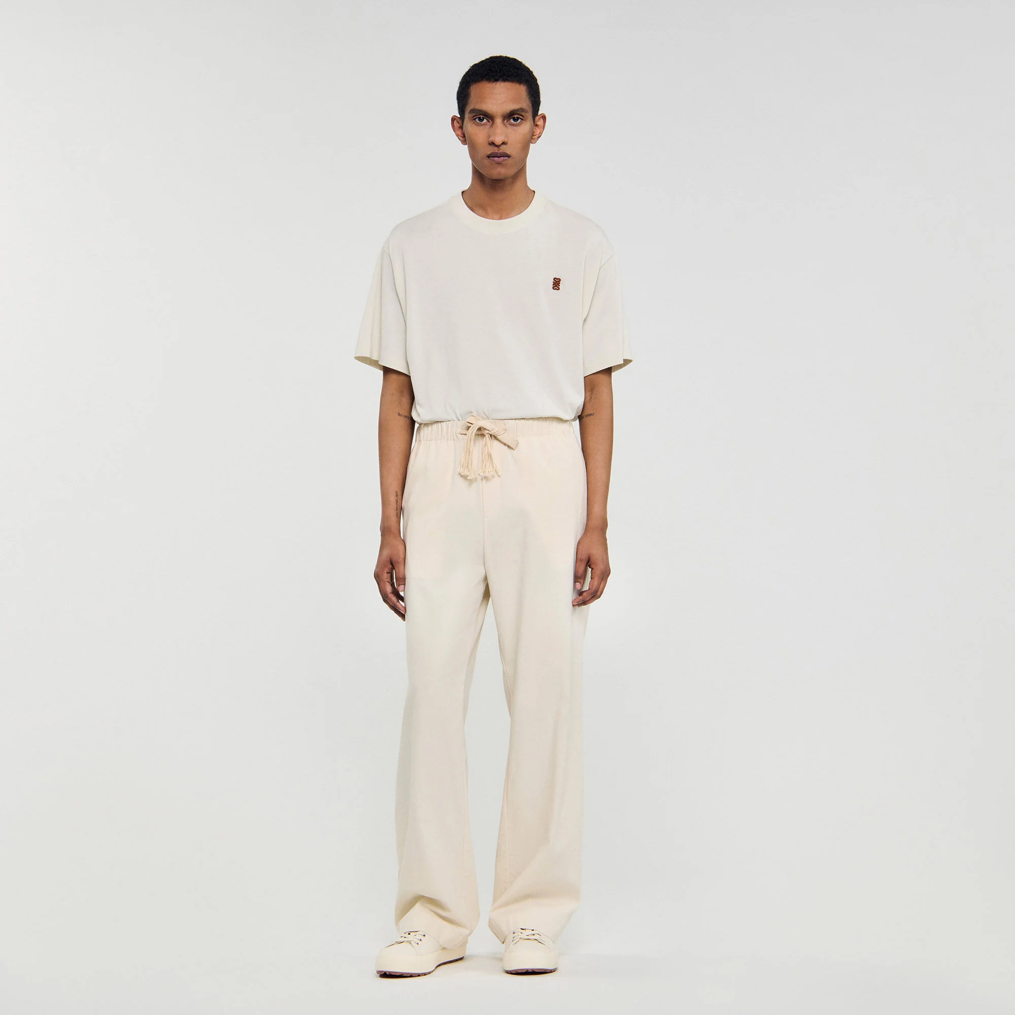 Rope Pant Wide-Leg Elasticated Cotton Trousers Butter Cream - Image 2