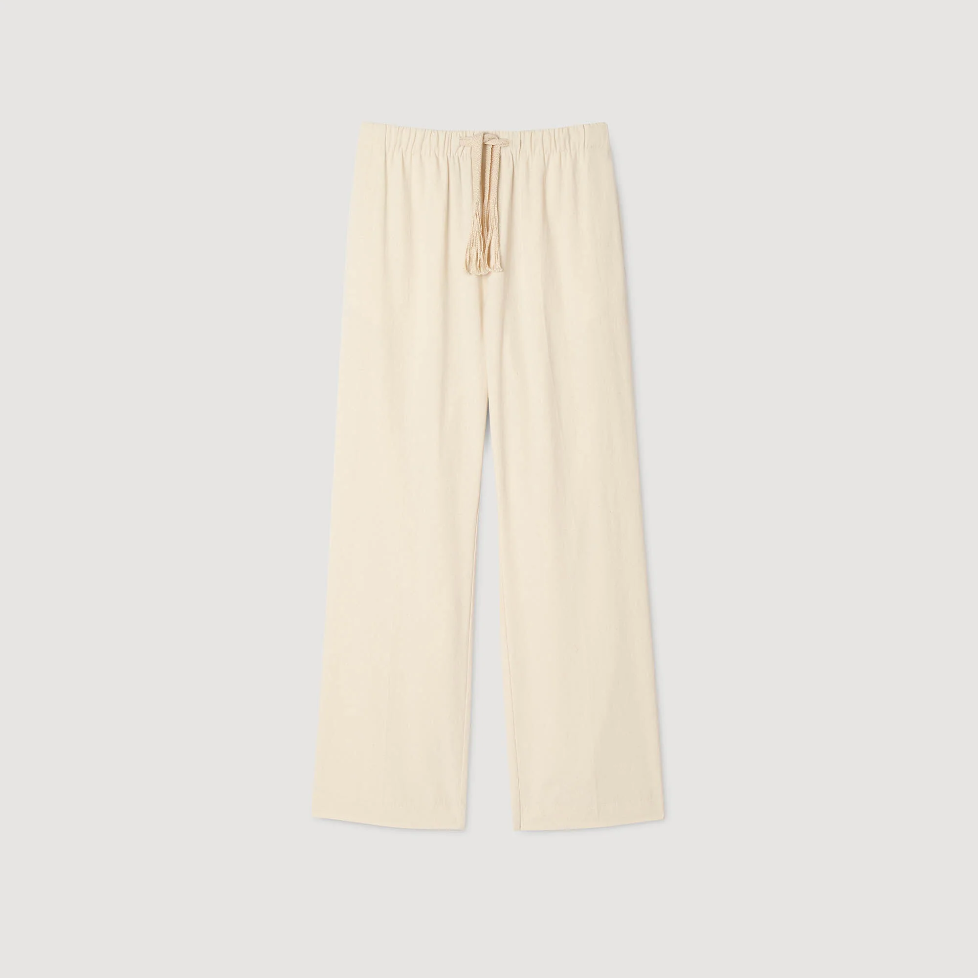 Rope Pant Wide-Leg Elasticated Cotton Trousers Butter Cream - Image 6
