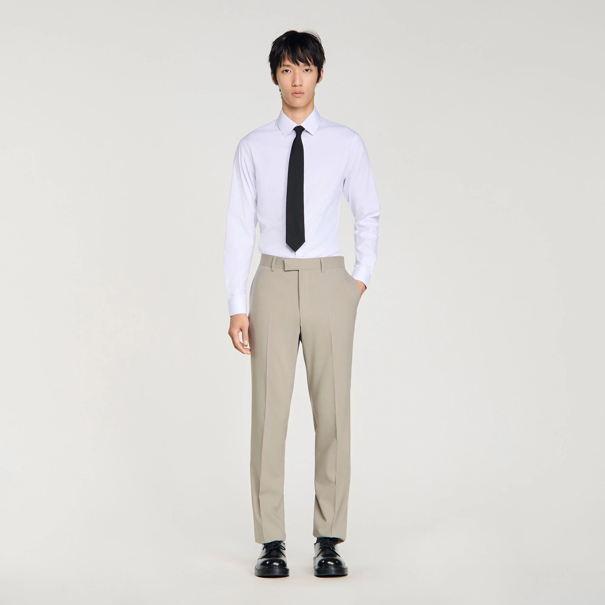 Formal Wool Suit Trousers Aluminum