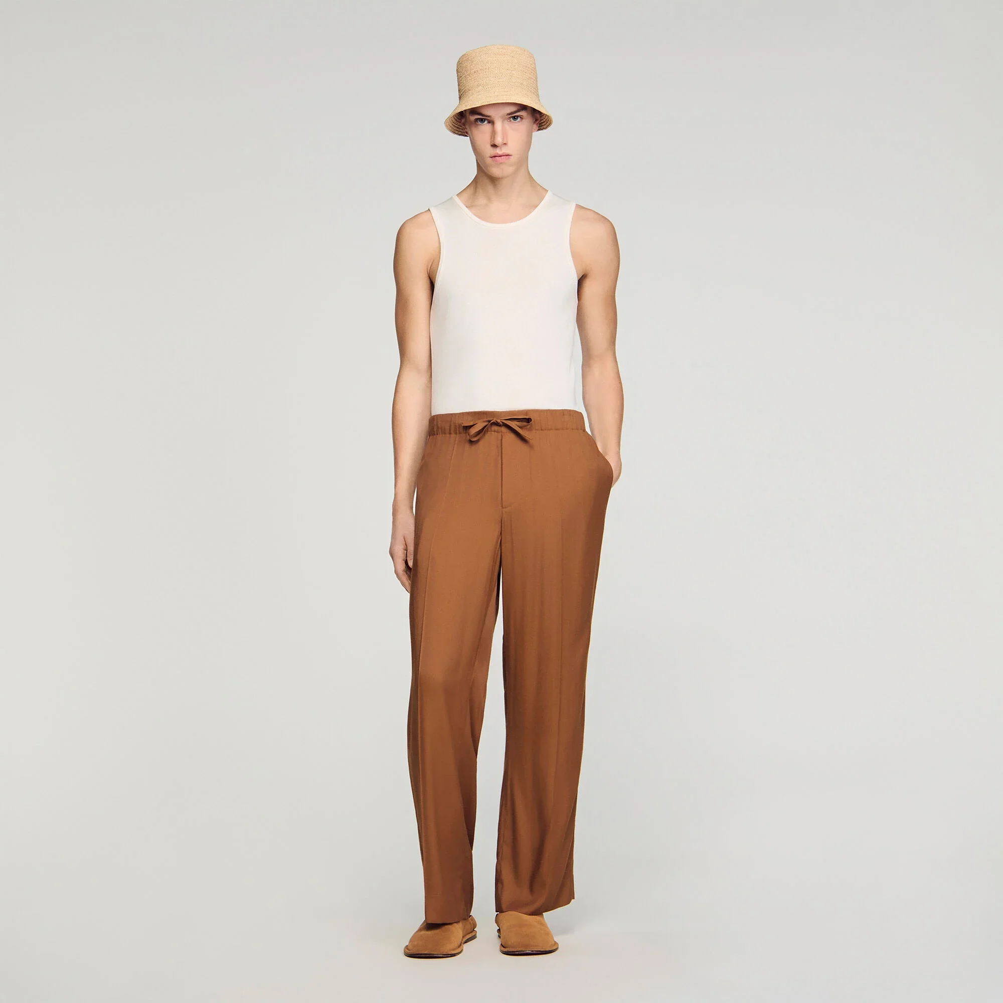 Pyjama Pant Drawstring Flowing Trousers Whisky
