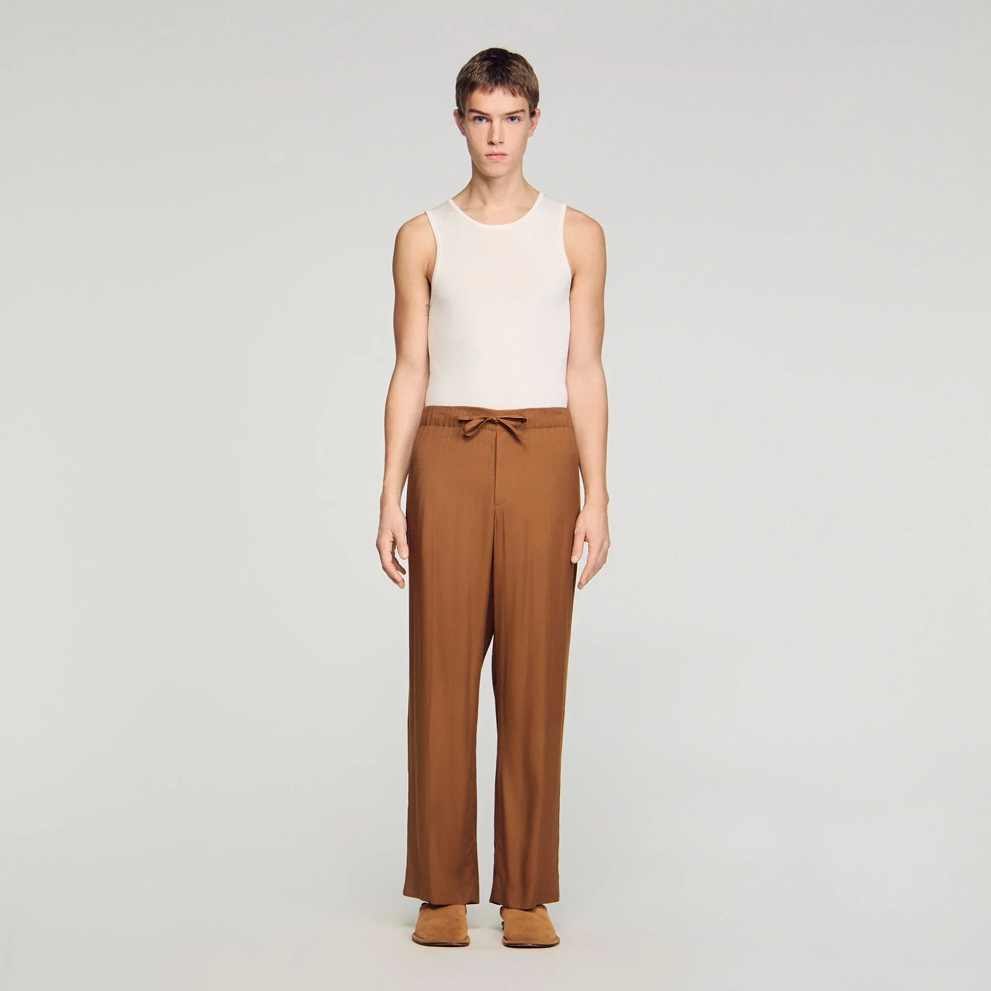 Pyjama Pant Drawstring Flowing Trousers Whisky - Image 2