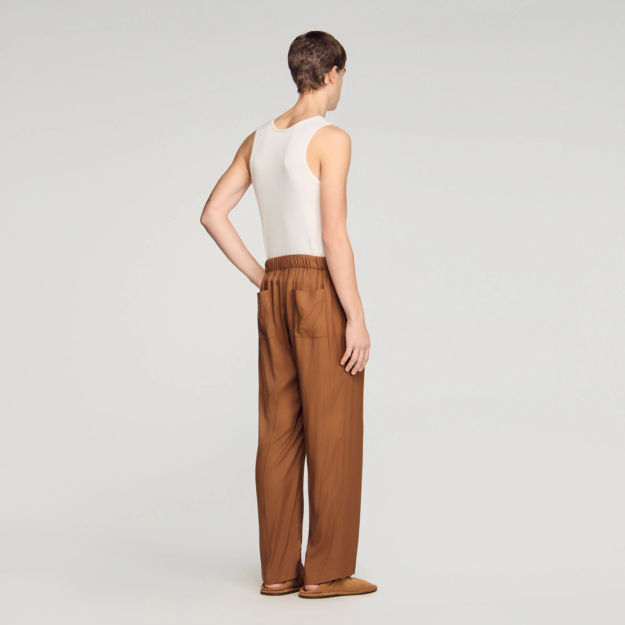 Pyjama Pant Drawstring Flowing Trousers Whisky - Image 3