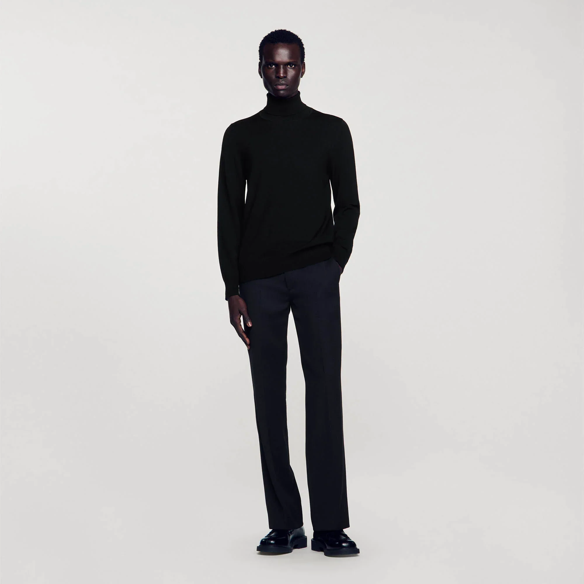 Turtleneck Roll Neck Wool Sweater Black