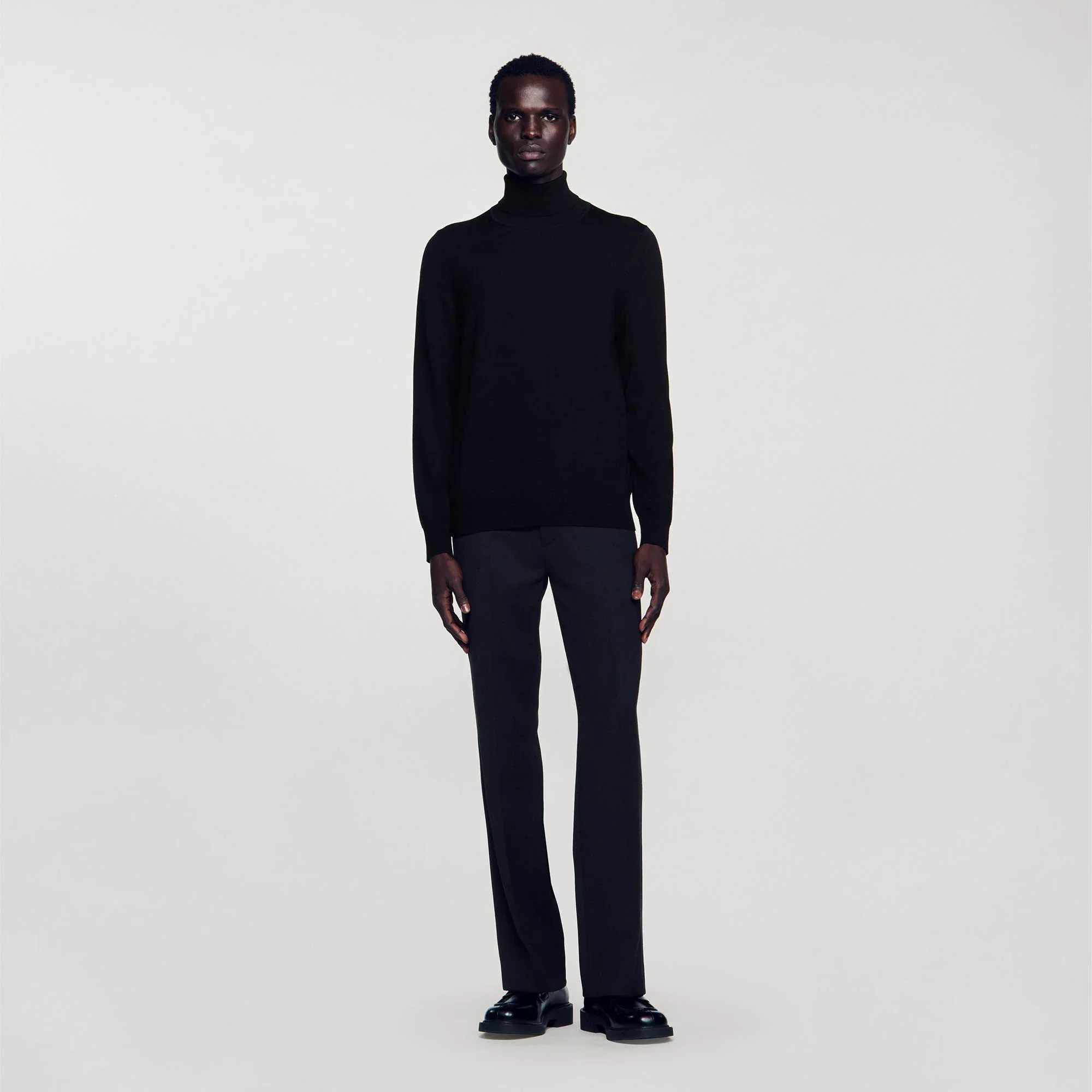 Turtleneck Roll Neck Wool Sweater Black - Image 2