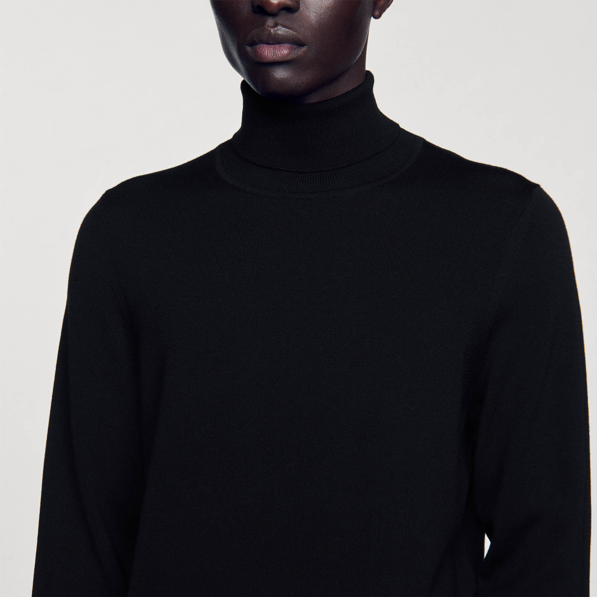 Turtleneck Roll Neck Wool Sweater Black - Image 3