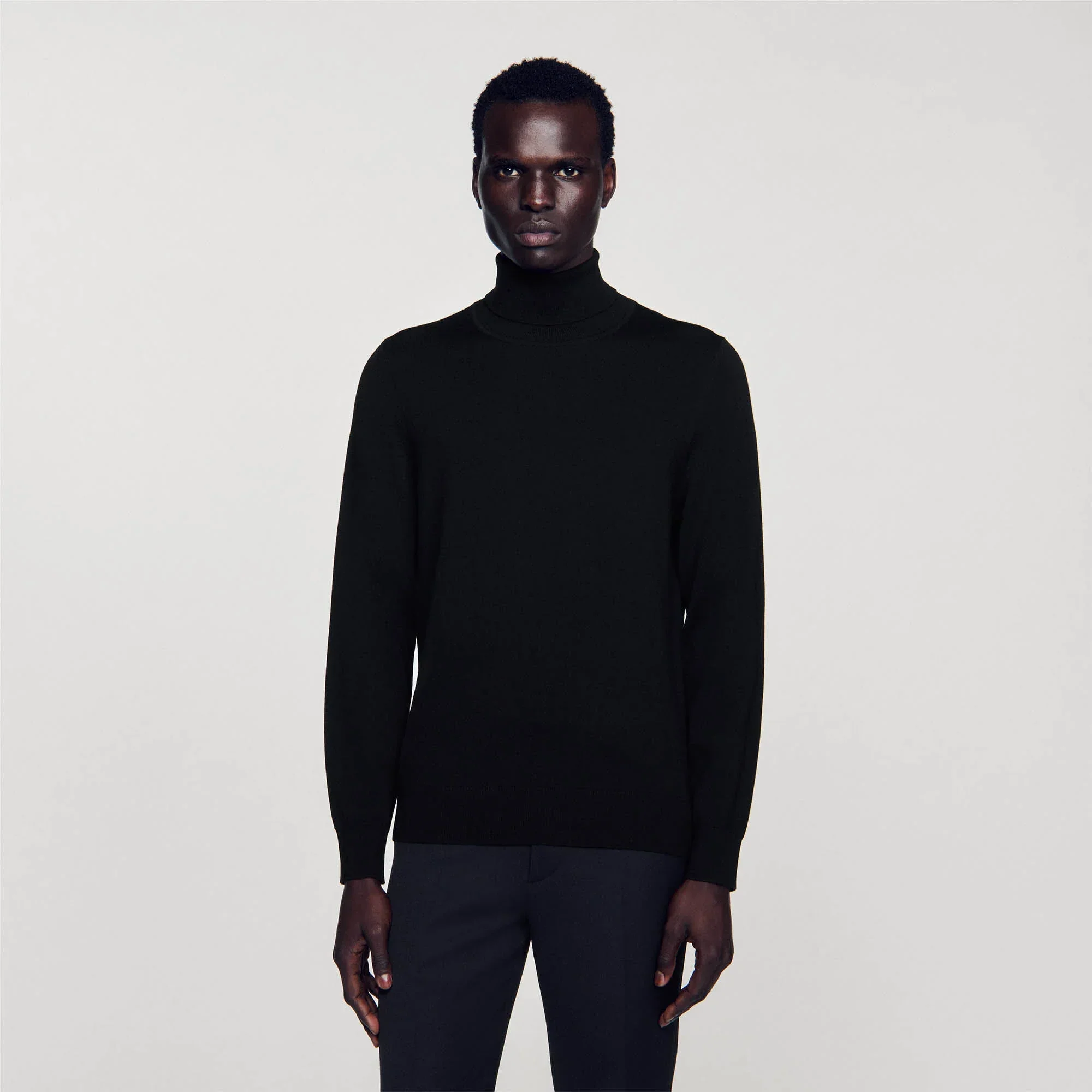 Turtleneck Roll Neck Wool Sweater Black - Image 4