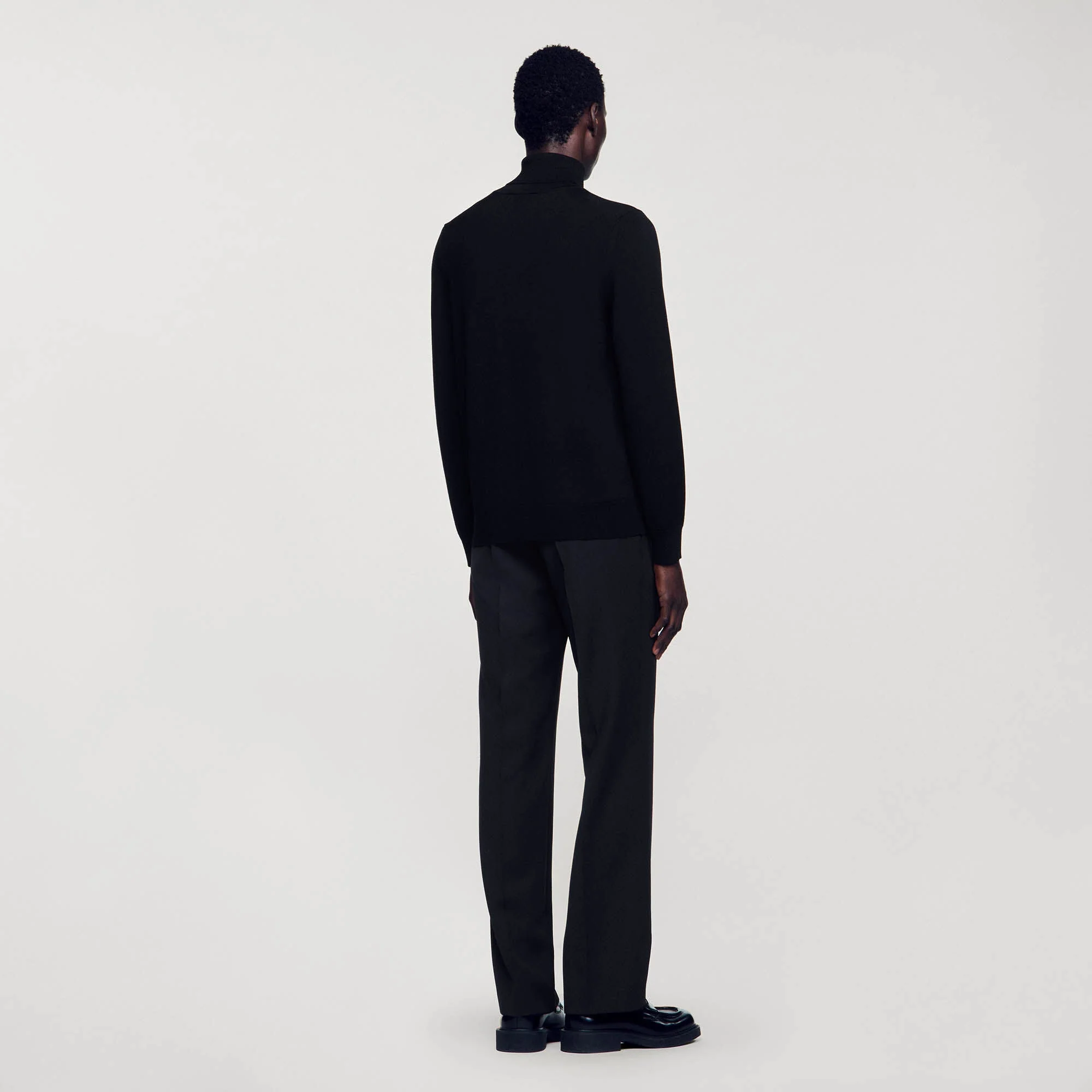 Turtleneck Roll Neck Wool Sweater Black - Image 5