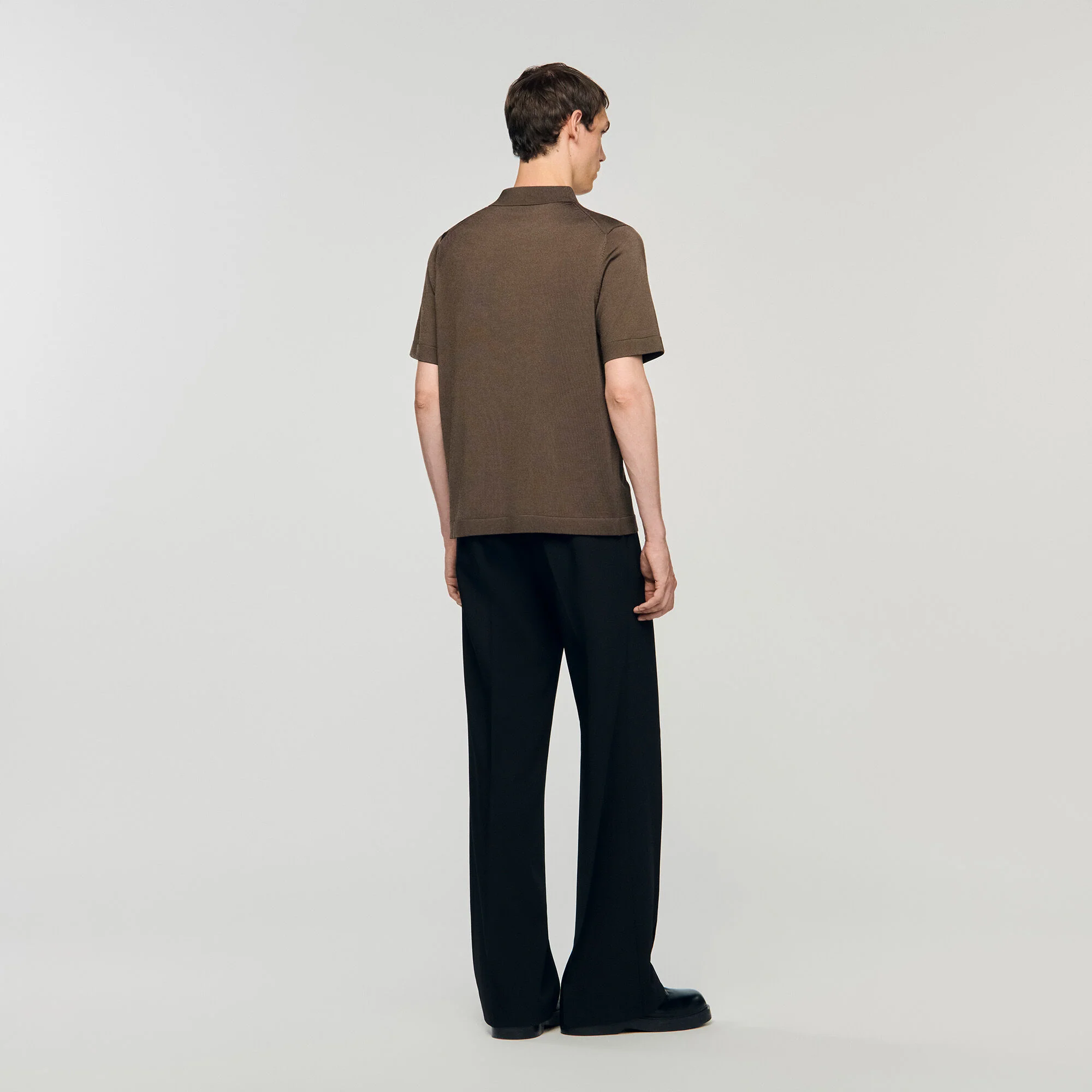 Pablo Zip Knitted Polo Shirt Taupe - Image 5