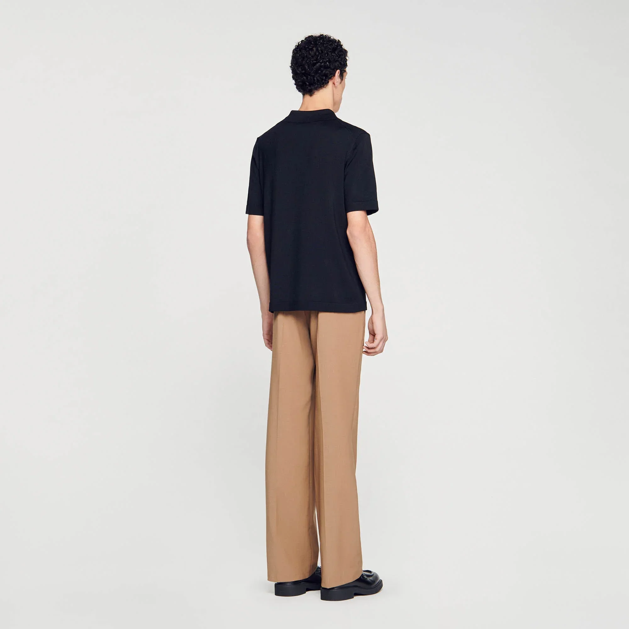 Pablo Zip Knitted Polo Shirt With Zip Collar Black - Image 4