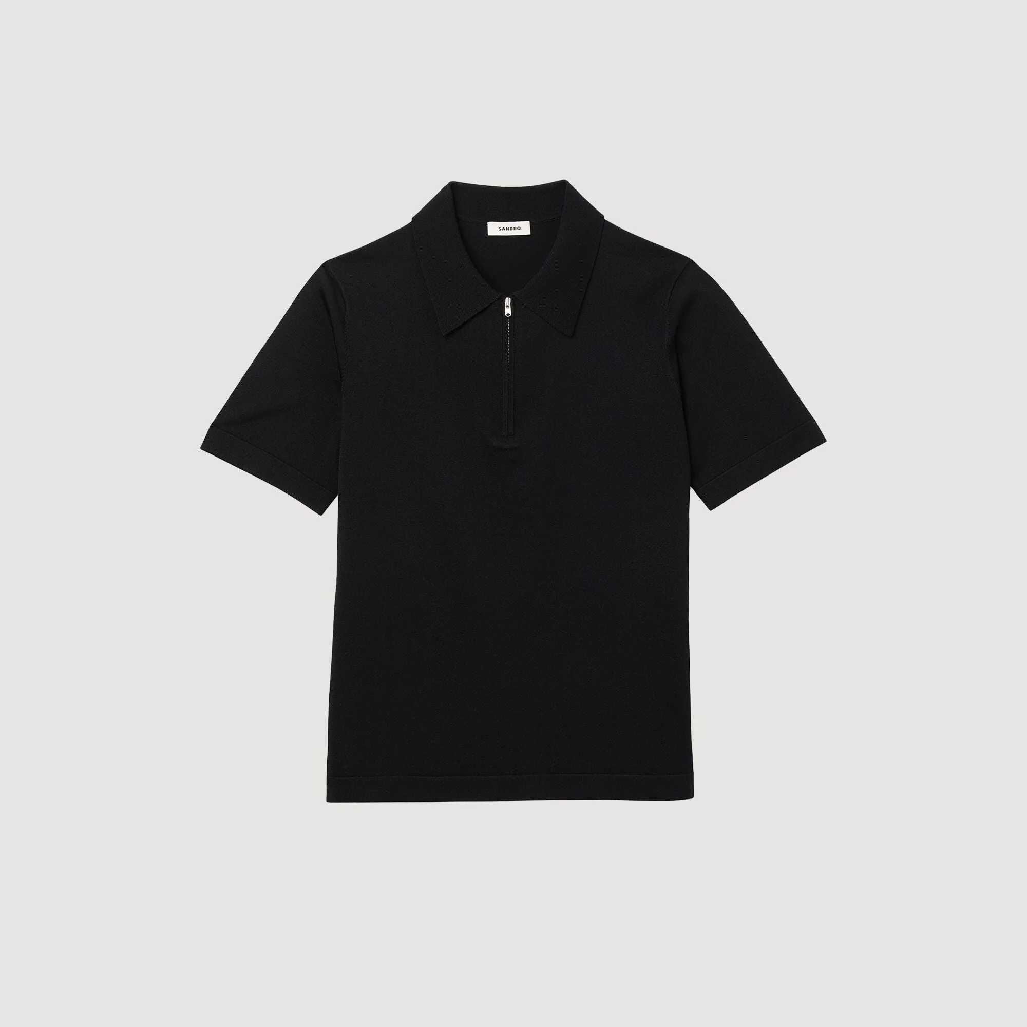 Pablo Zip Knitted Polo Shirt With Zip Collar Black - Image 7