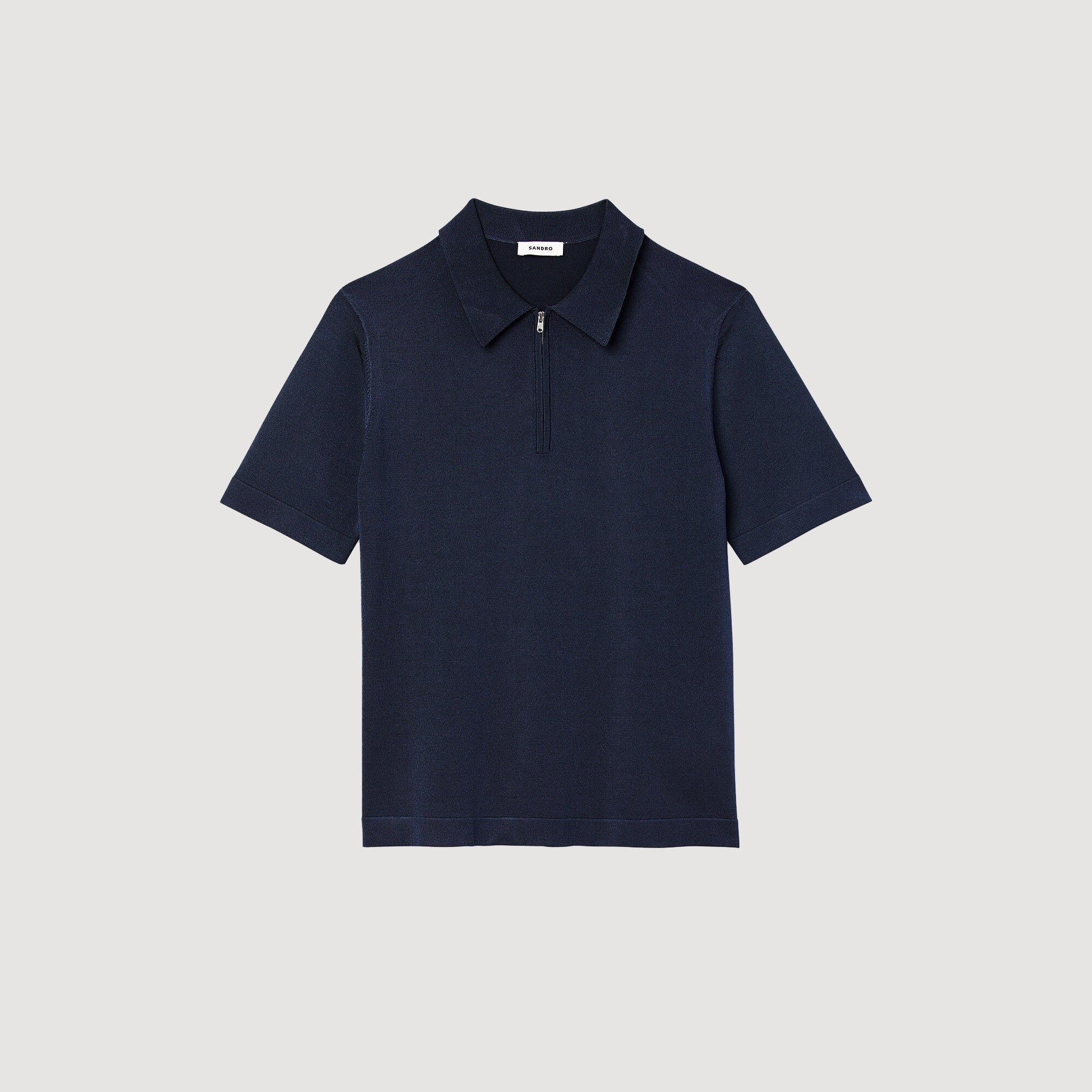 Pablo Zip Knitted Polo Shirt Navy Blue - Image 6