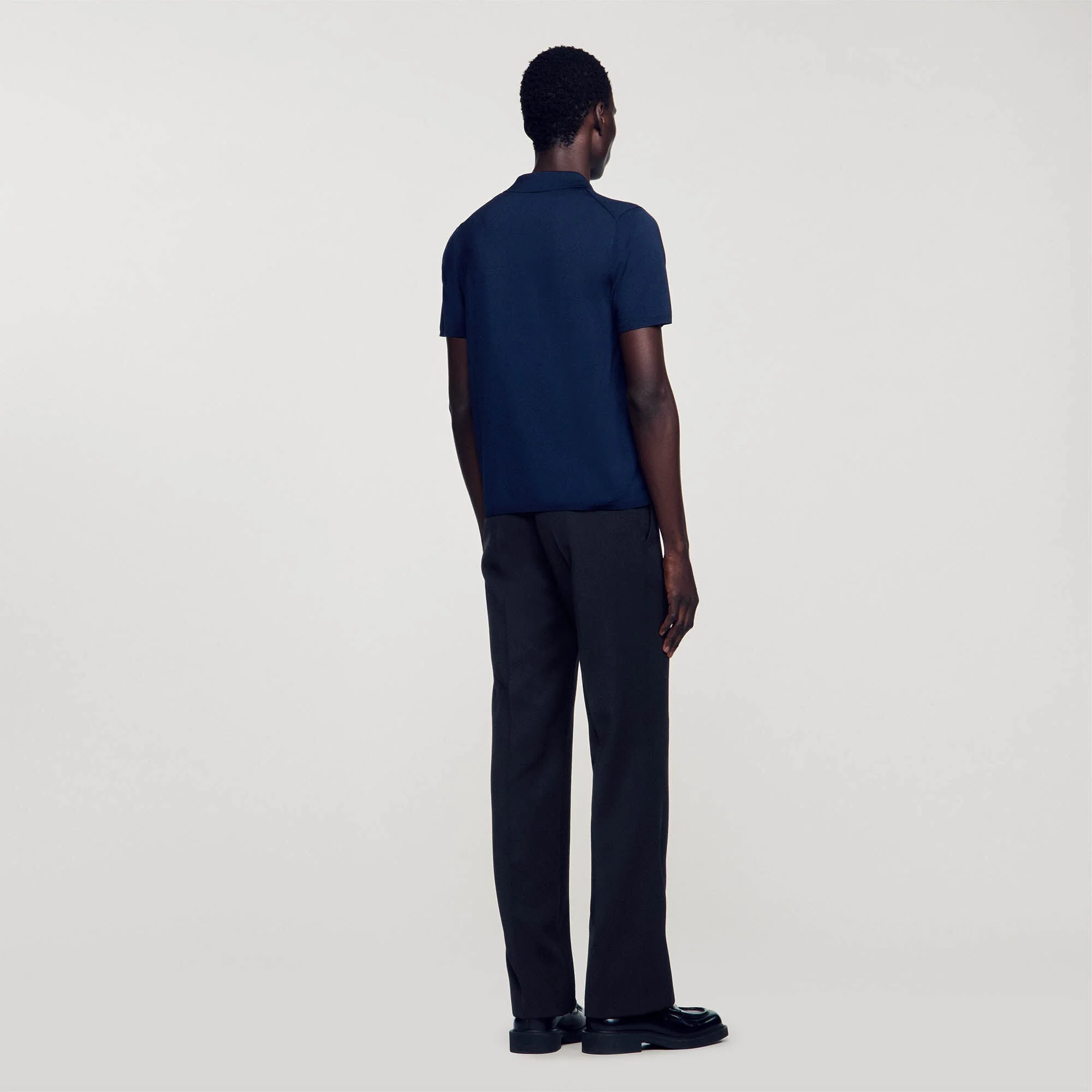 Pablo Knitted Polo Shirt Navy Blue - Image 3