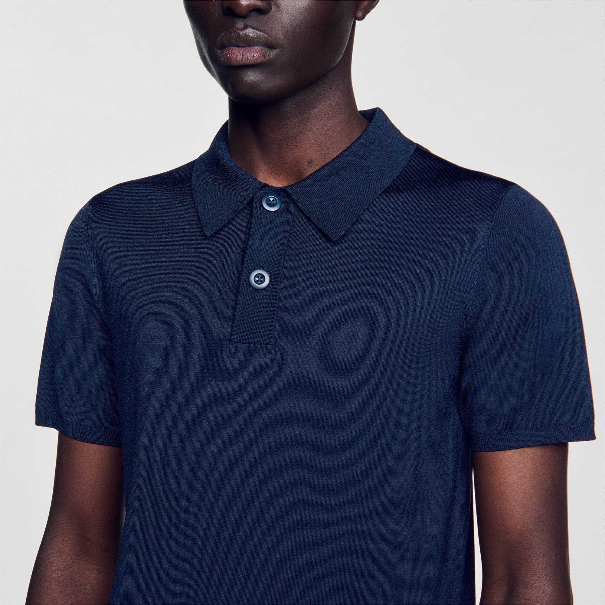 Pablo Knitted Polo Shirt Navy Blue - Image 5