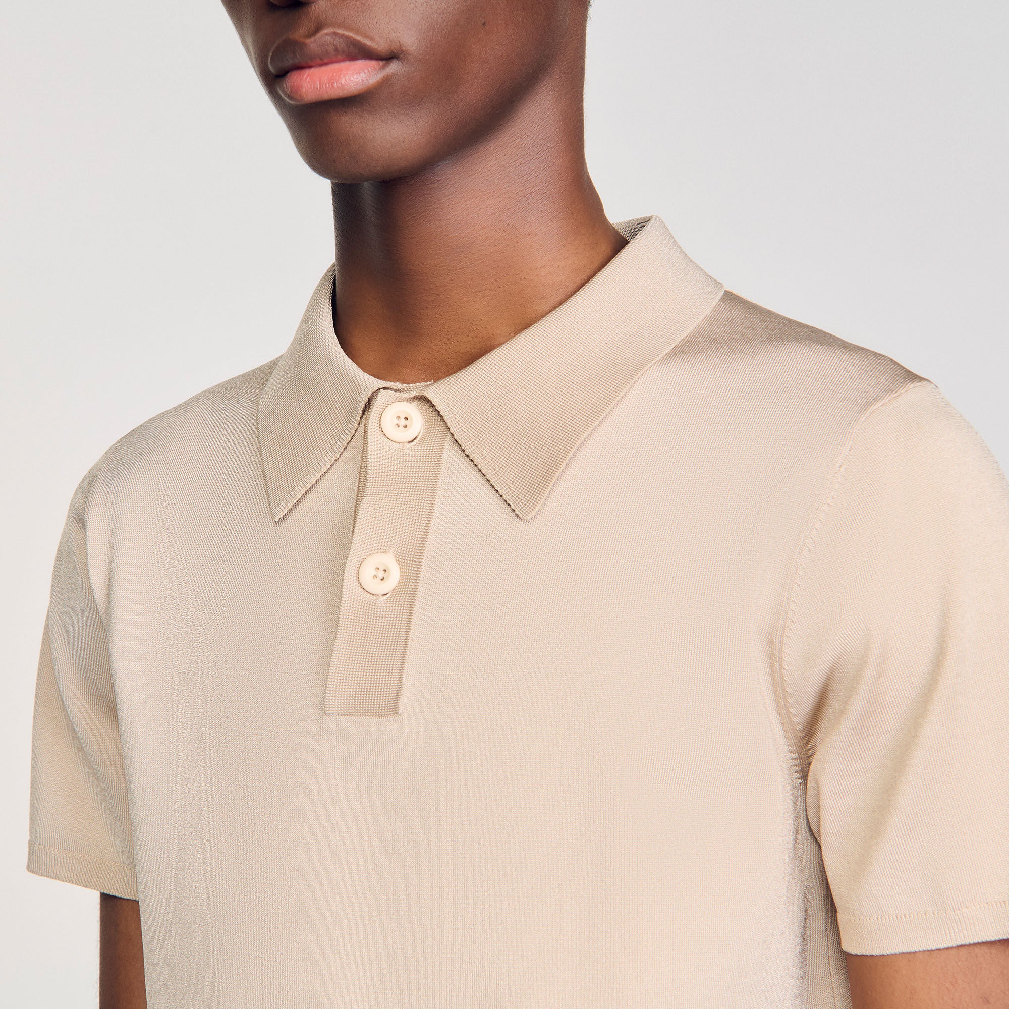 Pablo Short-Sleeve Knitted Polo Shirt Oats - Image 3