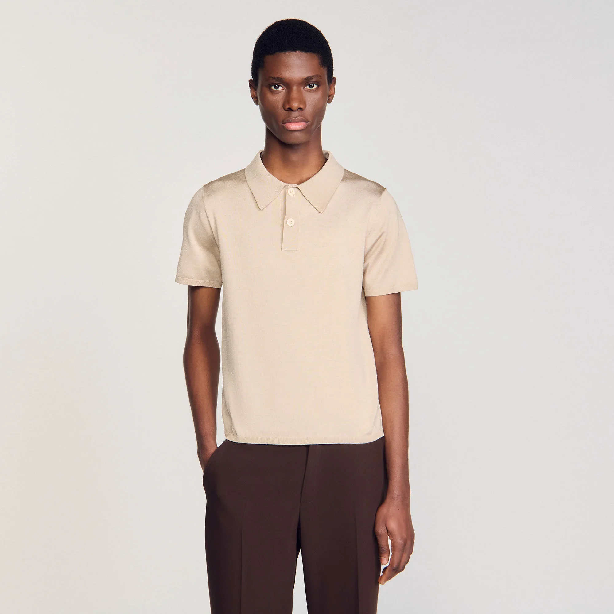 Pablo Short-Sleeve Knitted Polo Shirt Oats - Image 4
