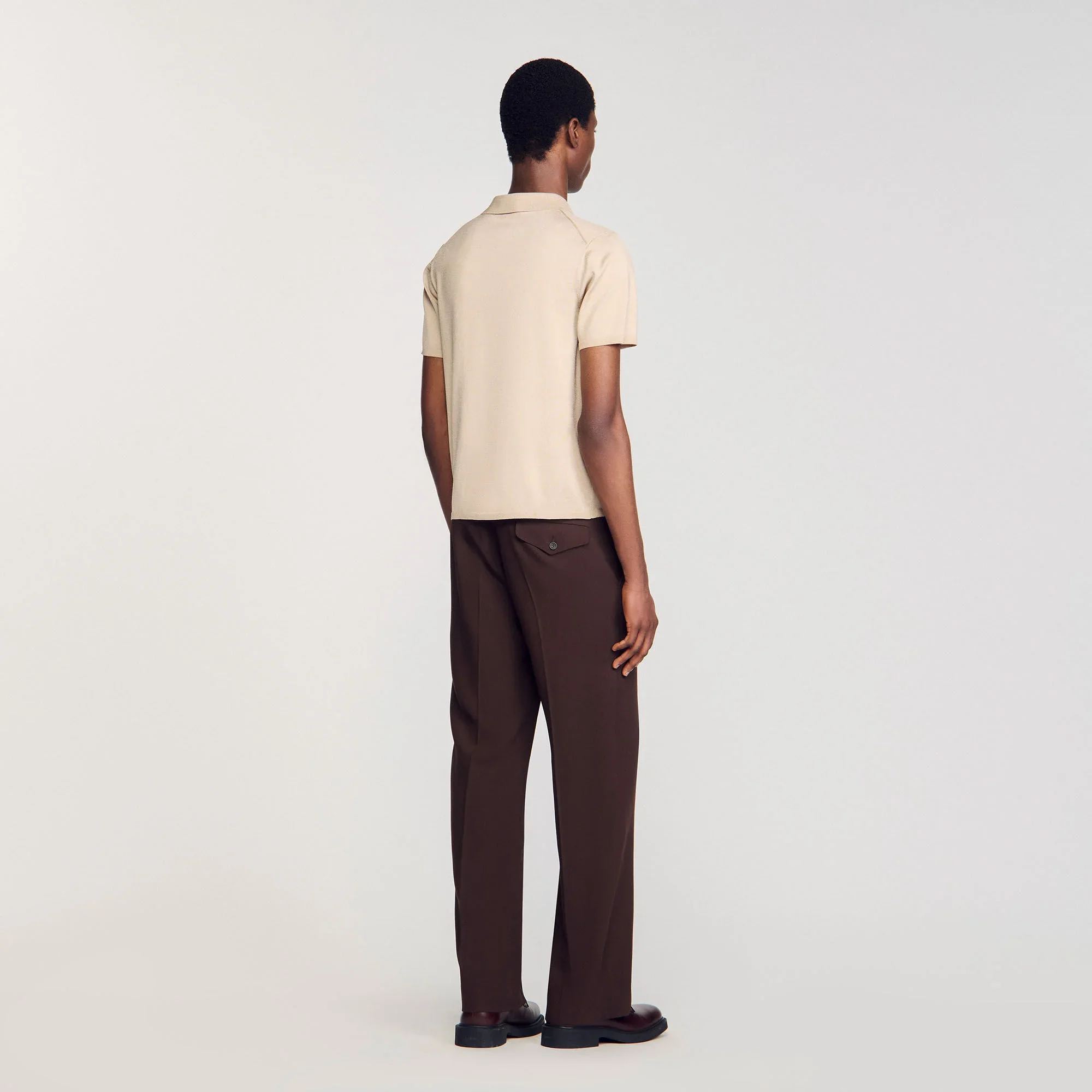 Pablo Short-Sleeve Knitted Polo Shirt Oats - Image 5