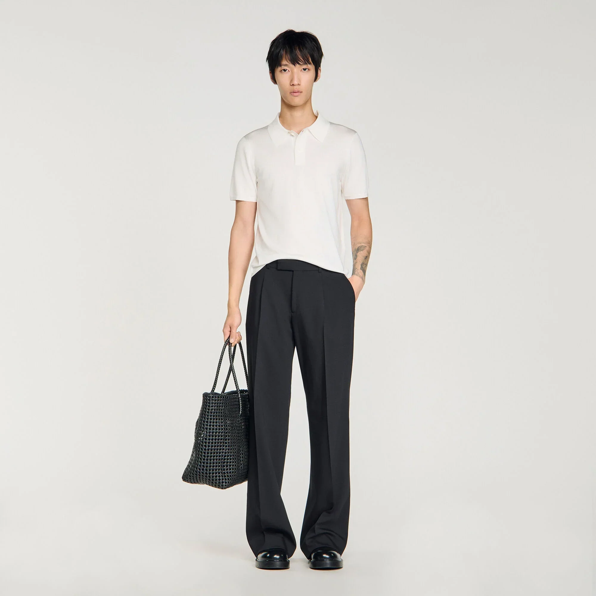 Pablo Short-Sleeve Knitted Polo Shirt White