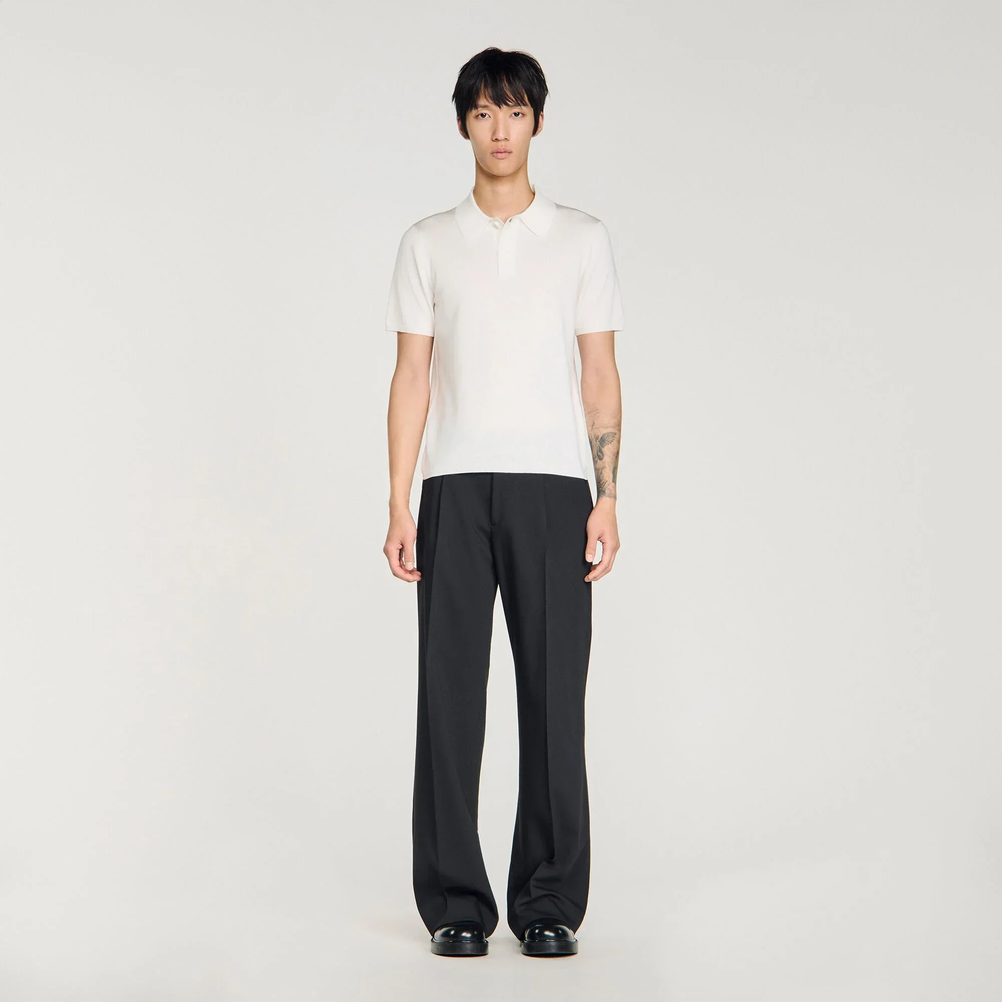 Pablo Short-Sleeve Knitted Polo Shirt White - Image 2
