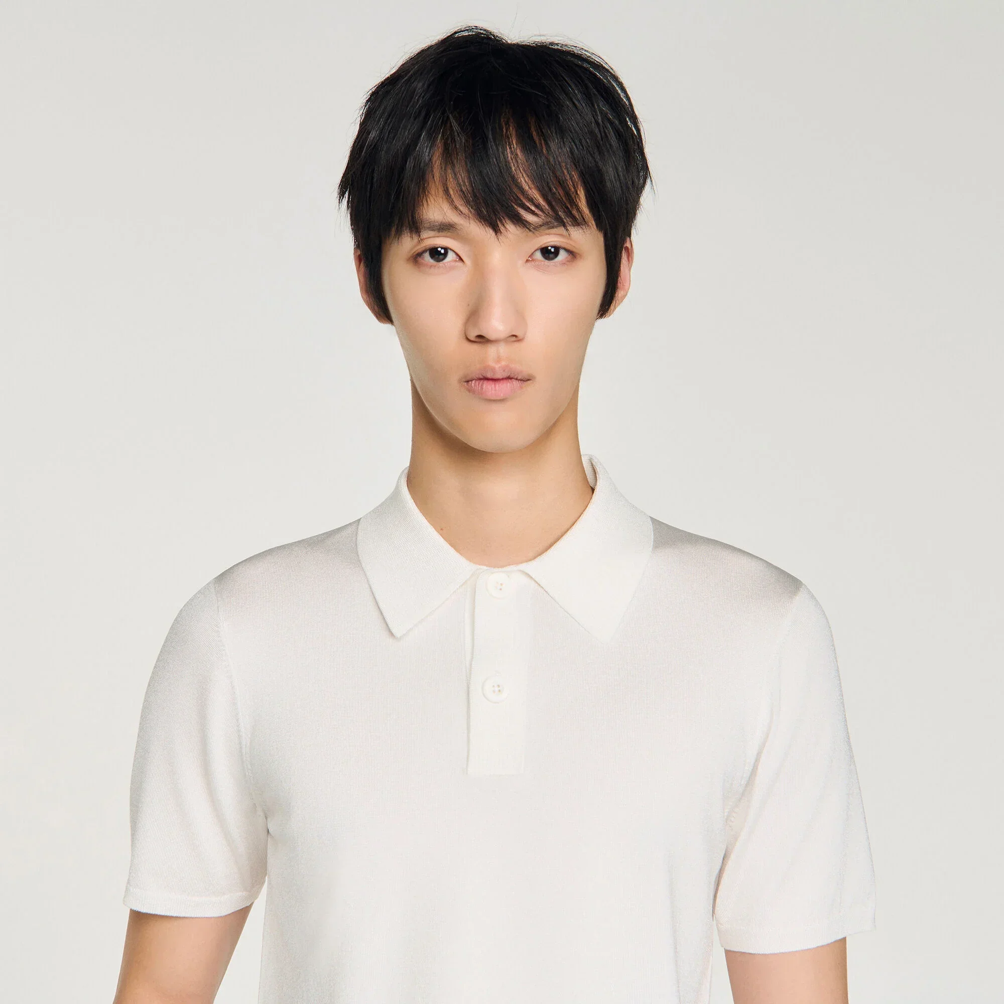 Pablo Short-Sleeve Knitted Polo Shirt White - Image 3