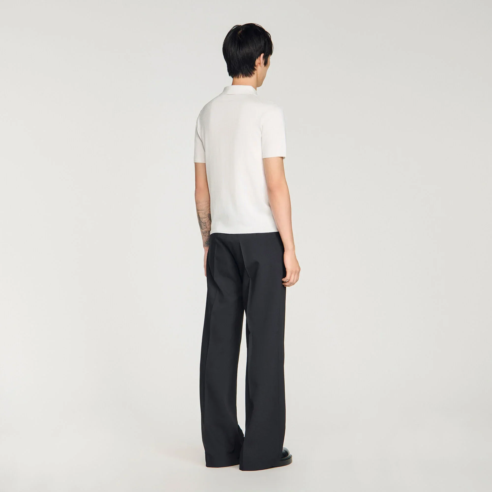 Pablo Short-Sleeve Knitted Polo Shirt White - Image 5