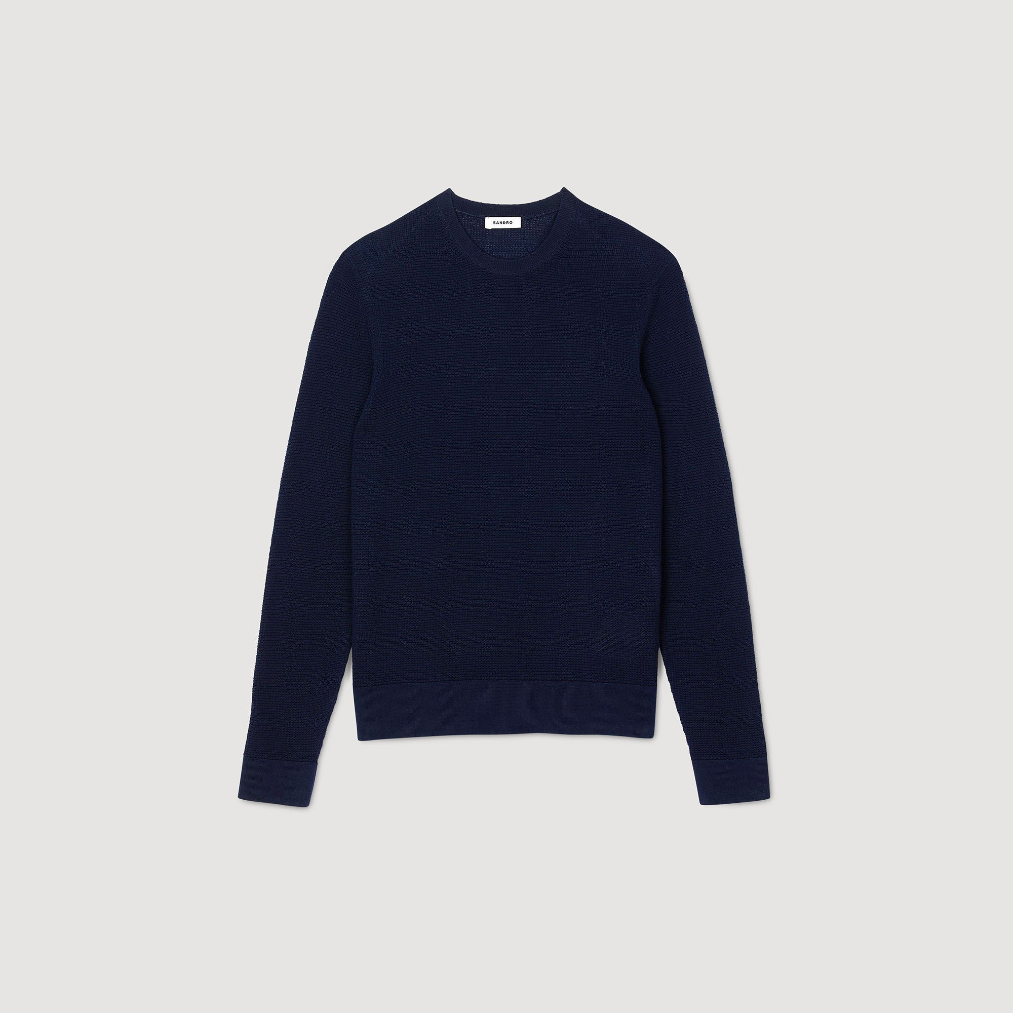 Rice Cotton Textured Knit Jumper Navy Blue - Image 6