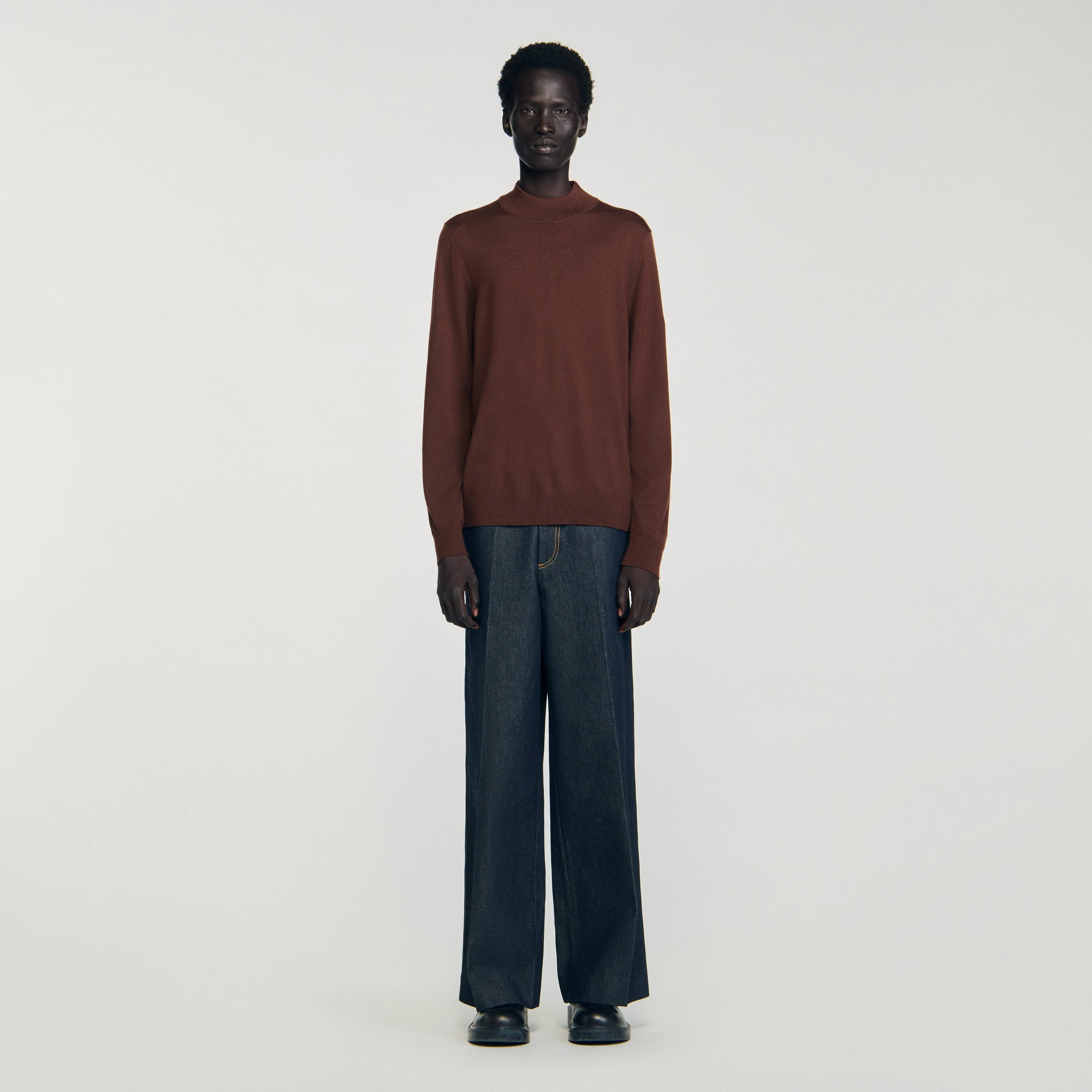 Industrial Wool jumper with high neck Cognac - Image 2