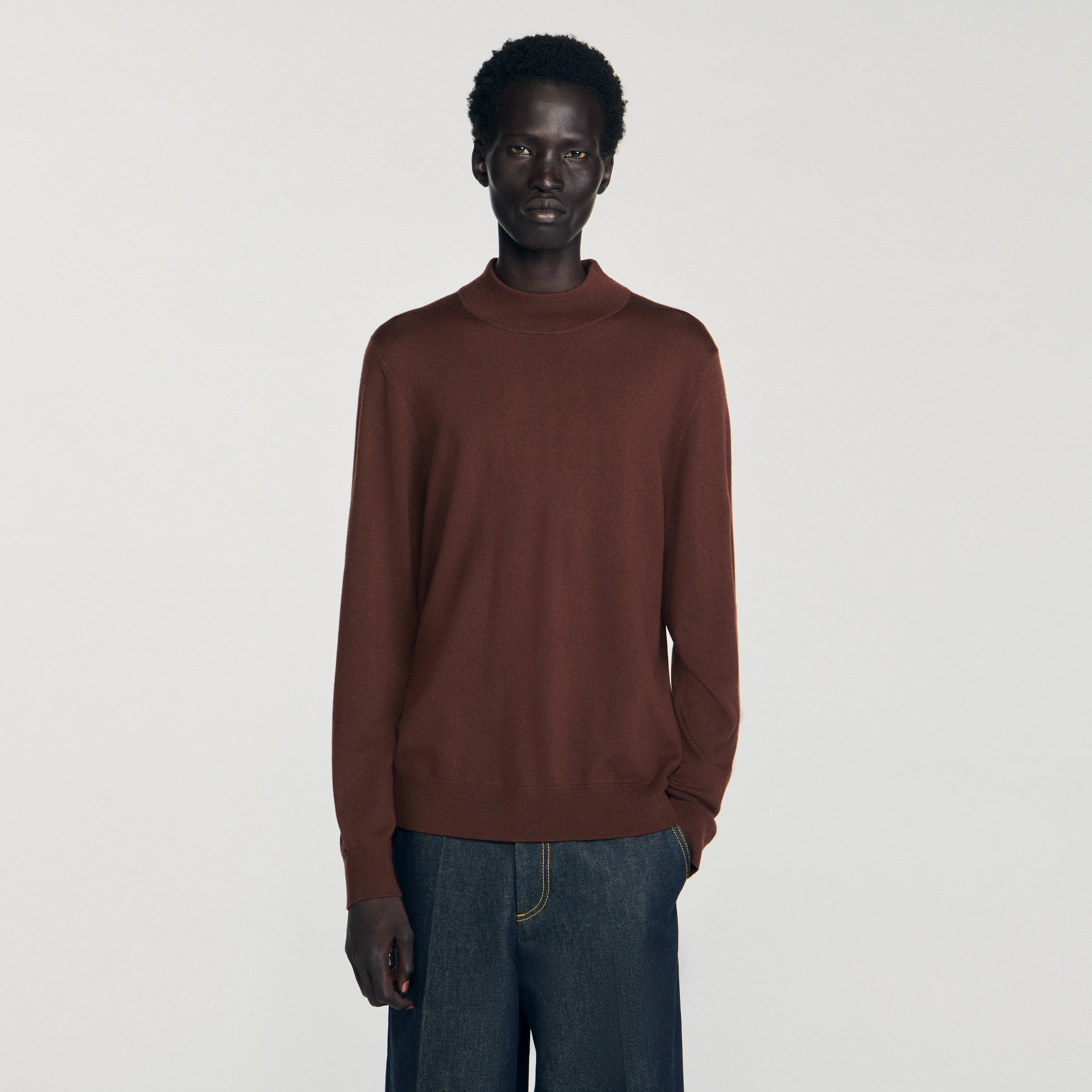 Industrial Wool jumper with high neck Cognac - Image 4