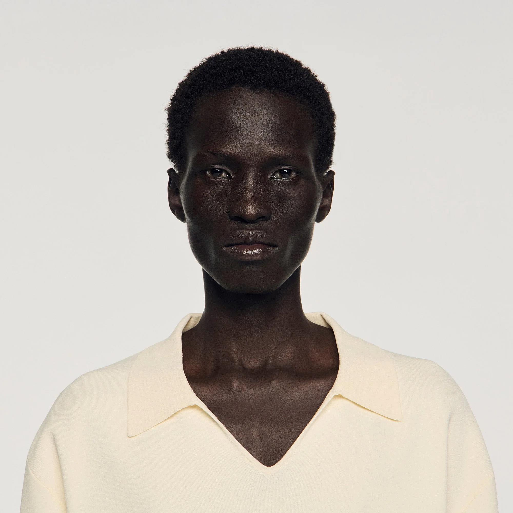 Riccardo Polo Stretch Knit Polo Shirt Ecru - Image 3