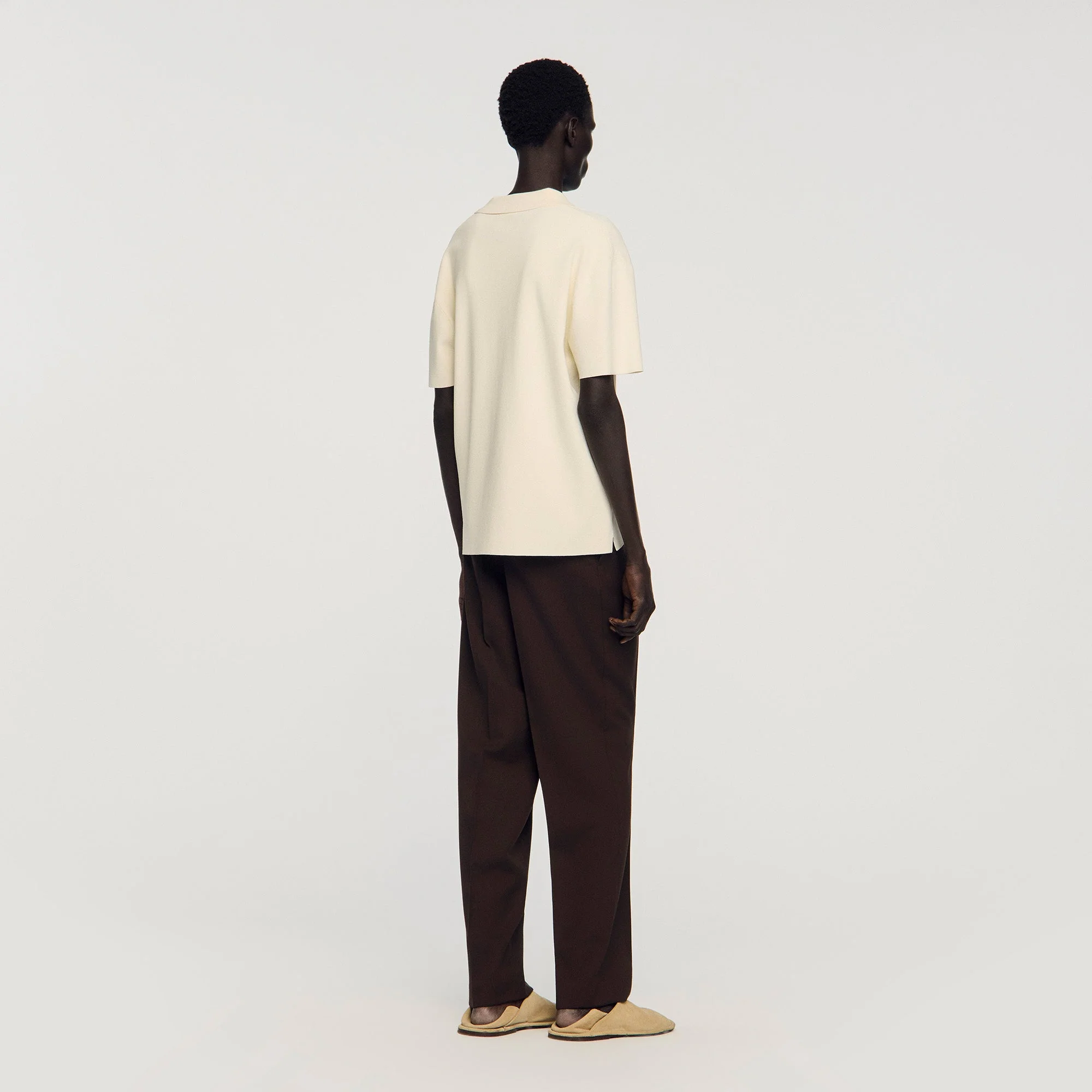 Riccardo Polo Stretch Knit Polo Shirt Ecru - Image 5