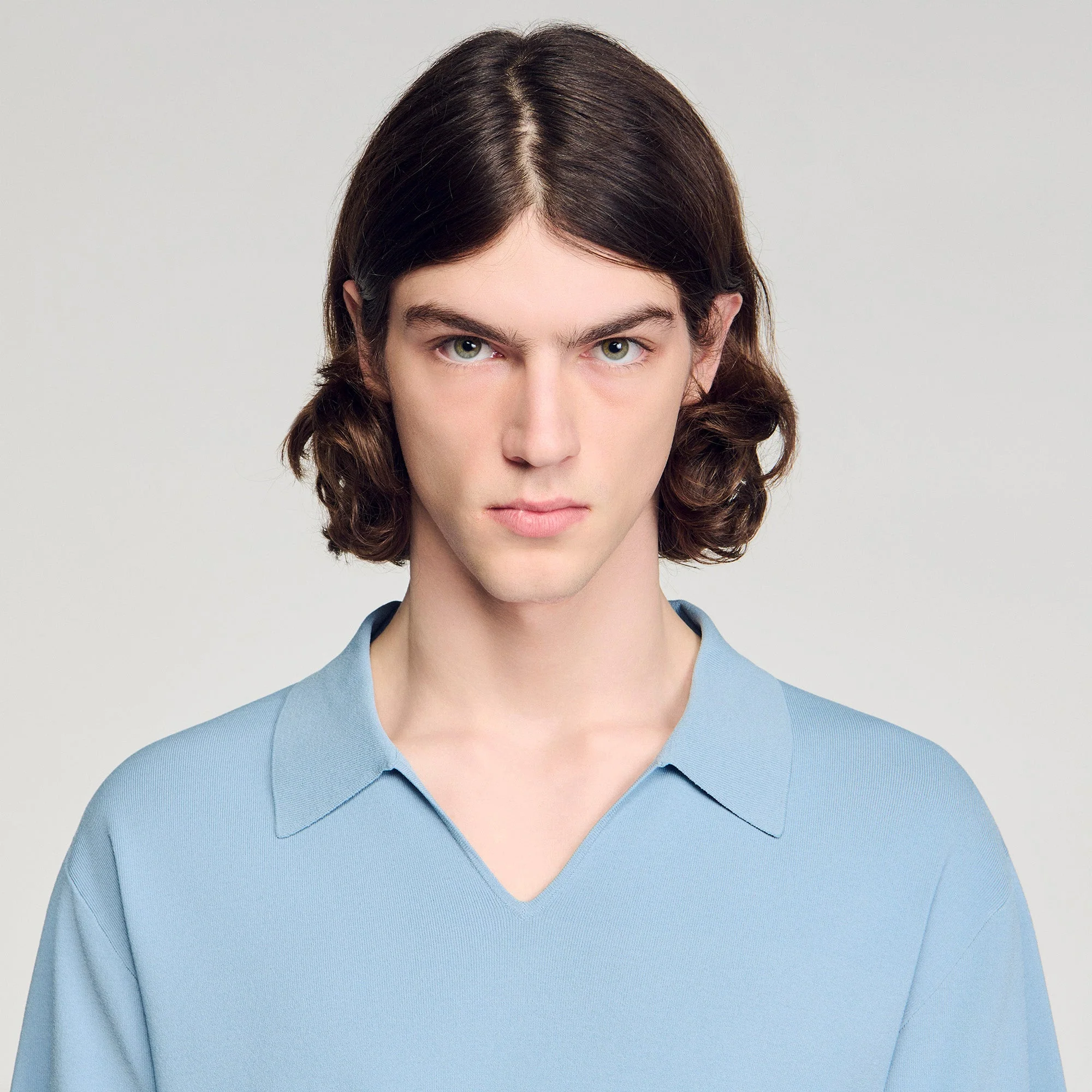 Riccardo Polo Stretch Knit Polo Shirt Sky Blue - Image 3