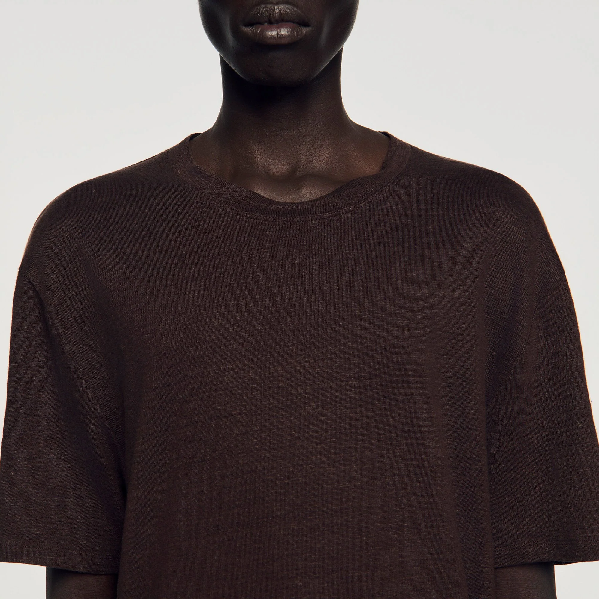 Clash Linen T-Shirt Black Brown - Image 3