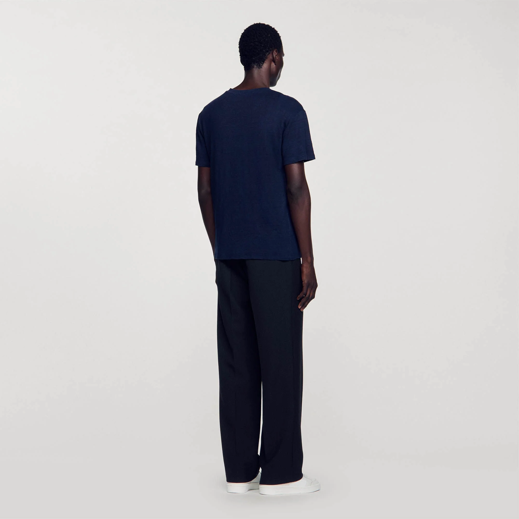 Clash Linen T-Shirt Navy Blue - Image 3