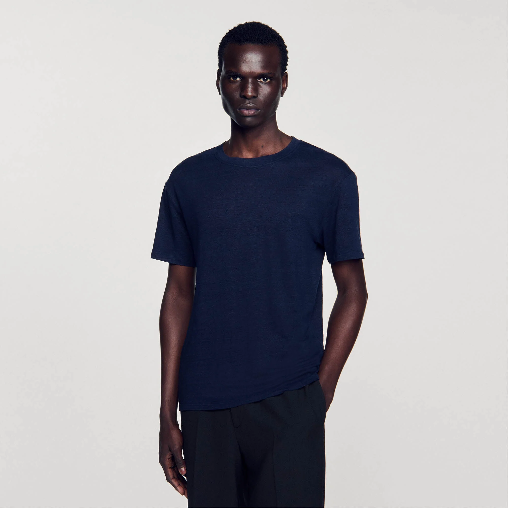 Clash Linen T-Shirt Navy Blue - Image 4