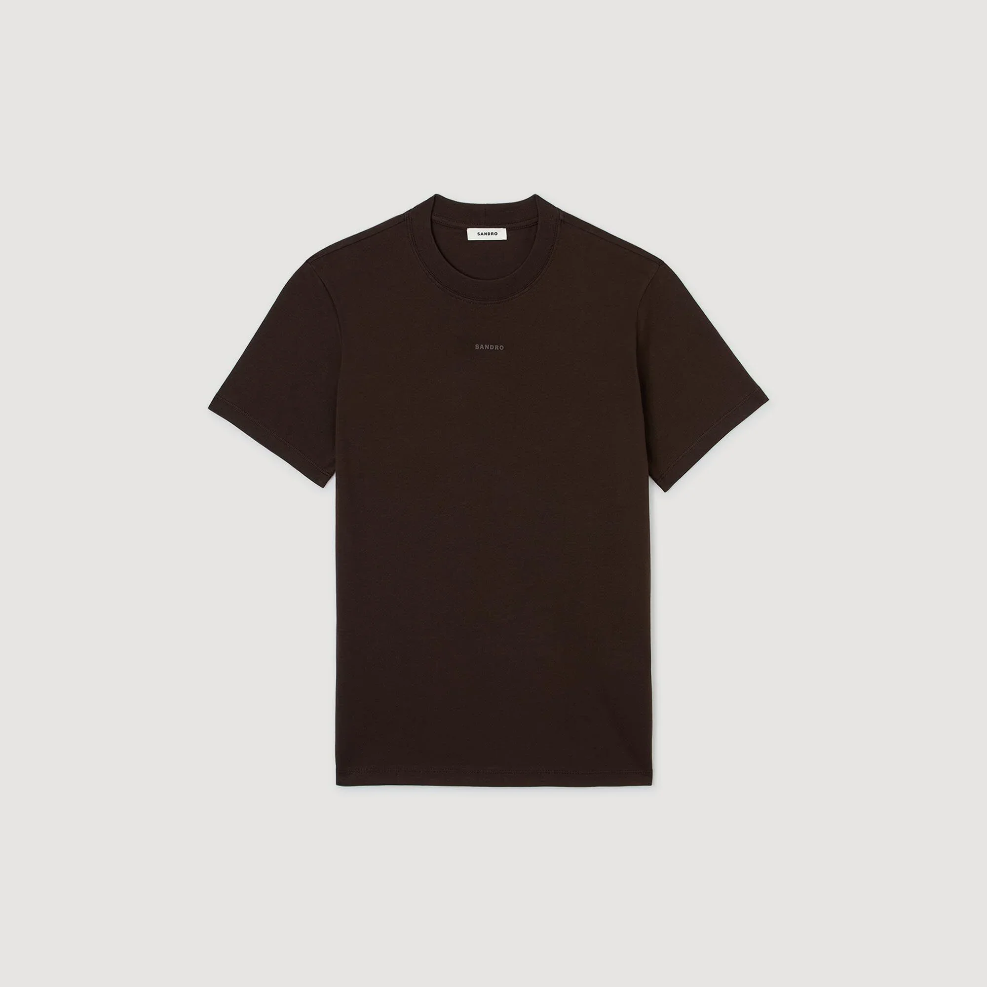 Rubber Sandro Tee Cotton T-Shirt With Logo Chocolate - Image 6