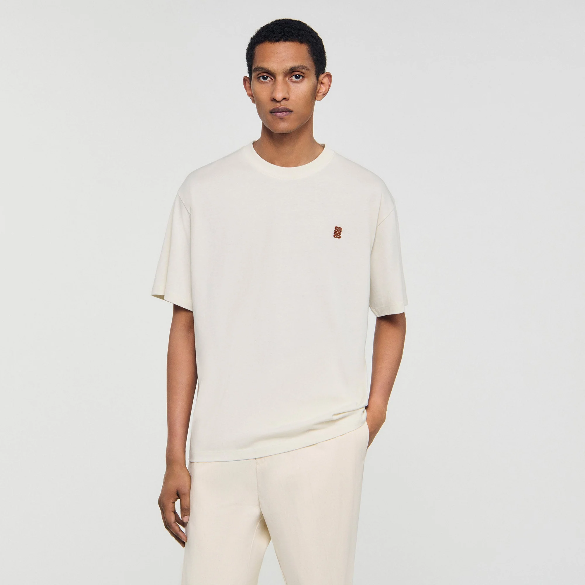 Tshirt Patch 4S Leather Logo T-Shirt Butter Cream - Image 3