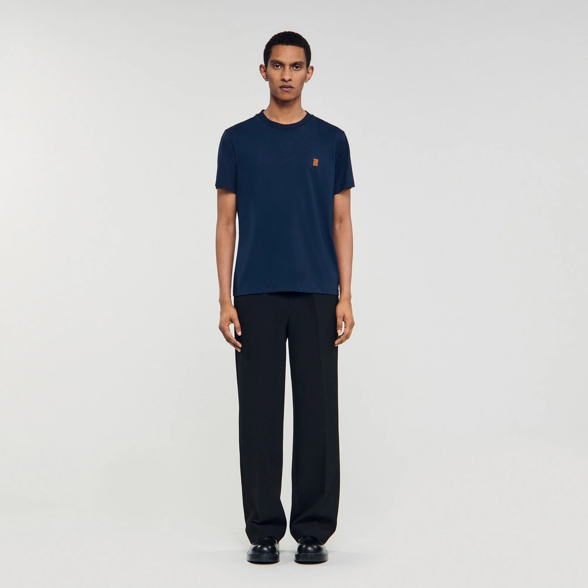 Tshirt Patch 4S Leather Logo T-Shirt Navy Blue - Image 2