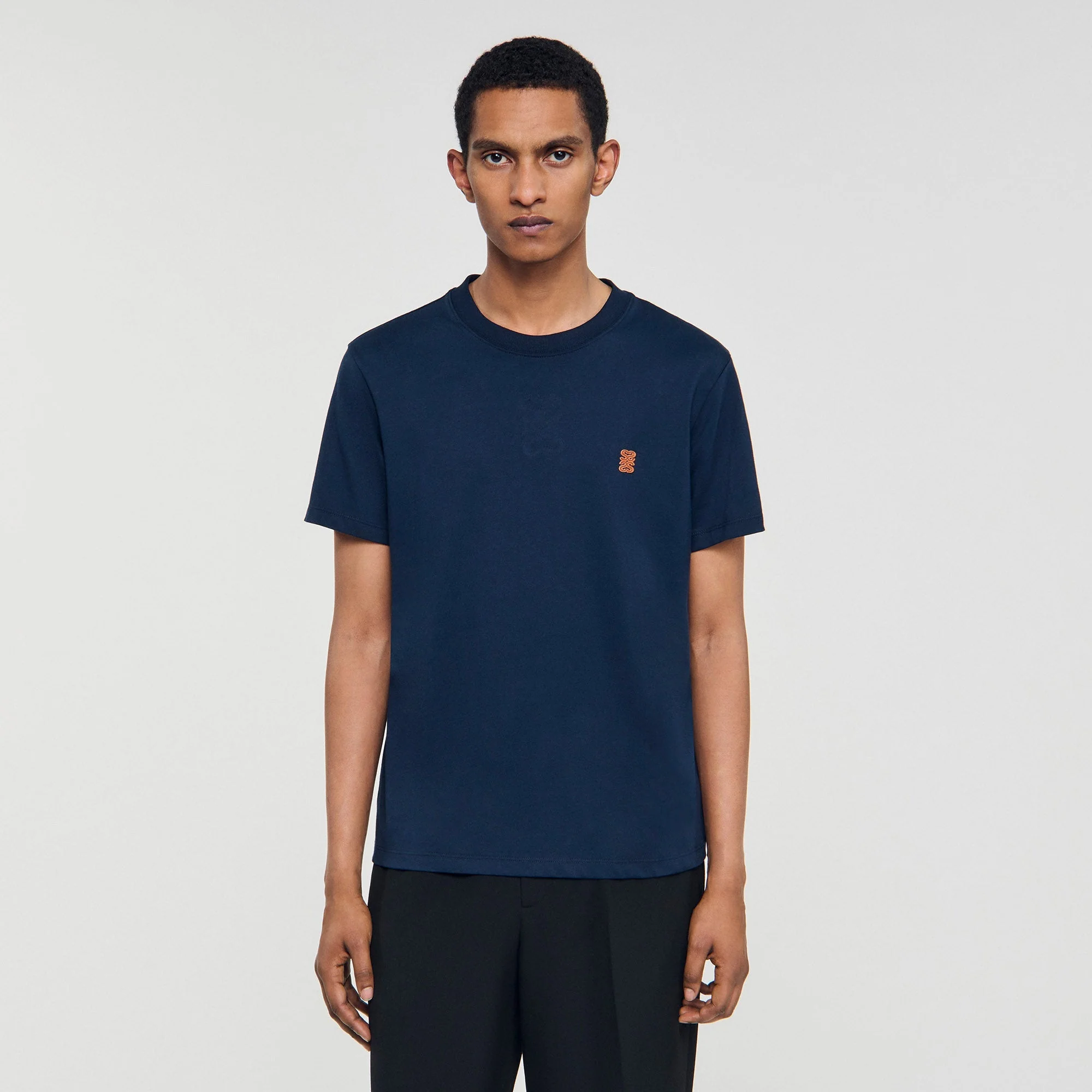 Tshirt Patch 4S Leather Logo T-Shirt Navy Blue - Image 3