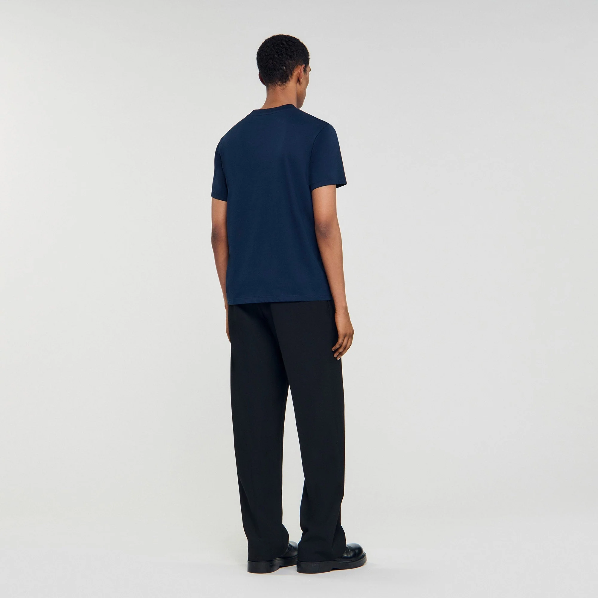 Tshirt Patch 4S Leather Logo T-Shirt Navy Blue - Image 5