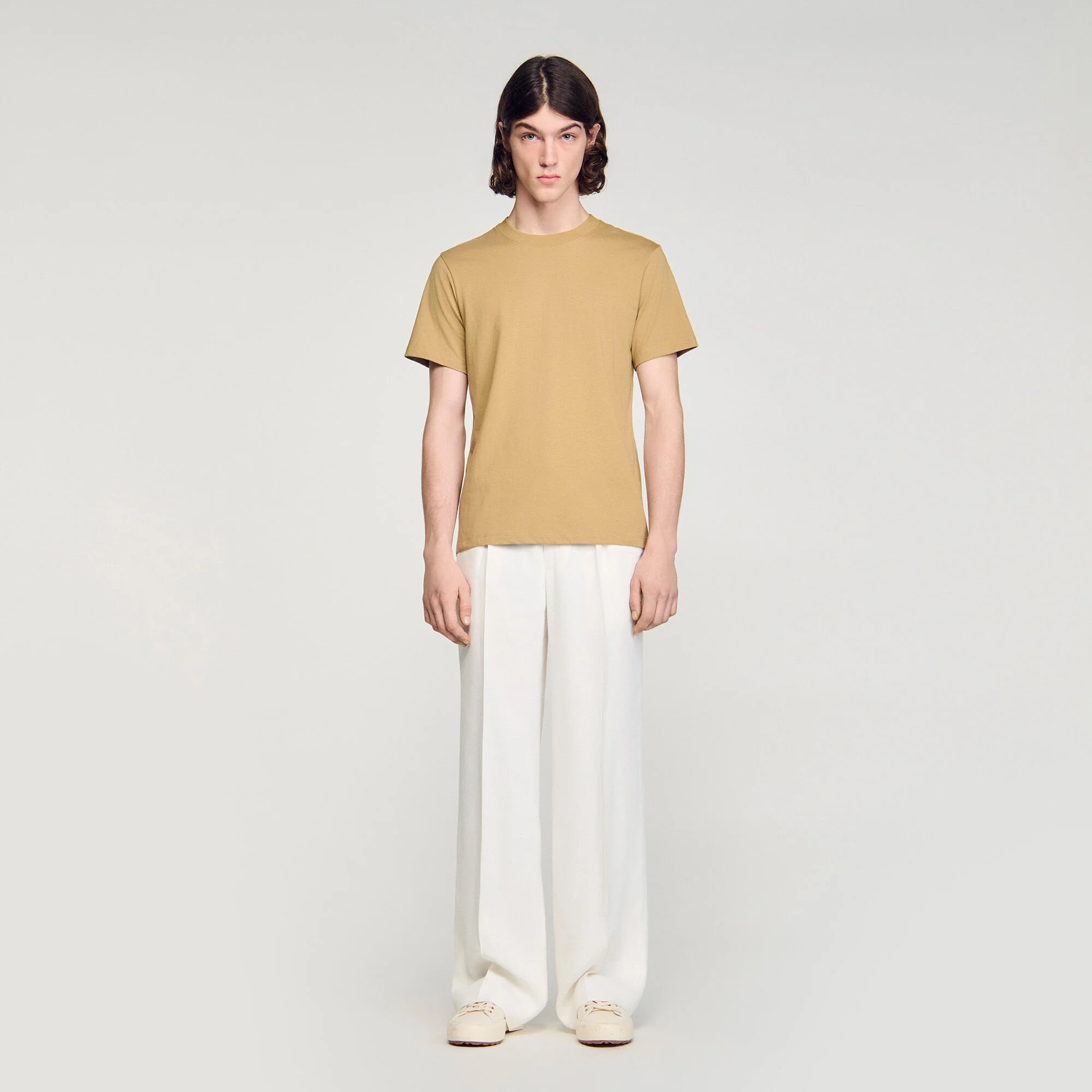 Sandro Logo Tee Cotton T-Shirt Beige - Image 2