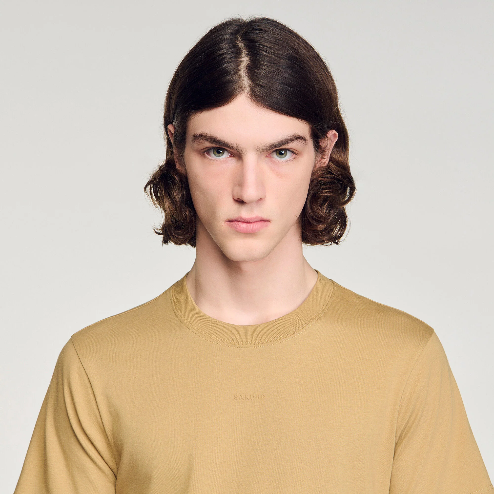 Sandro Logo Tee Cotton T-Shirt Beige - Image 3