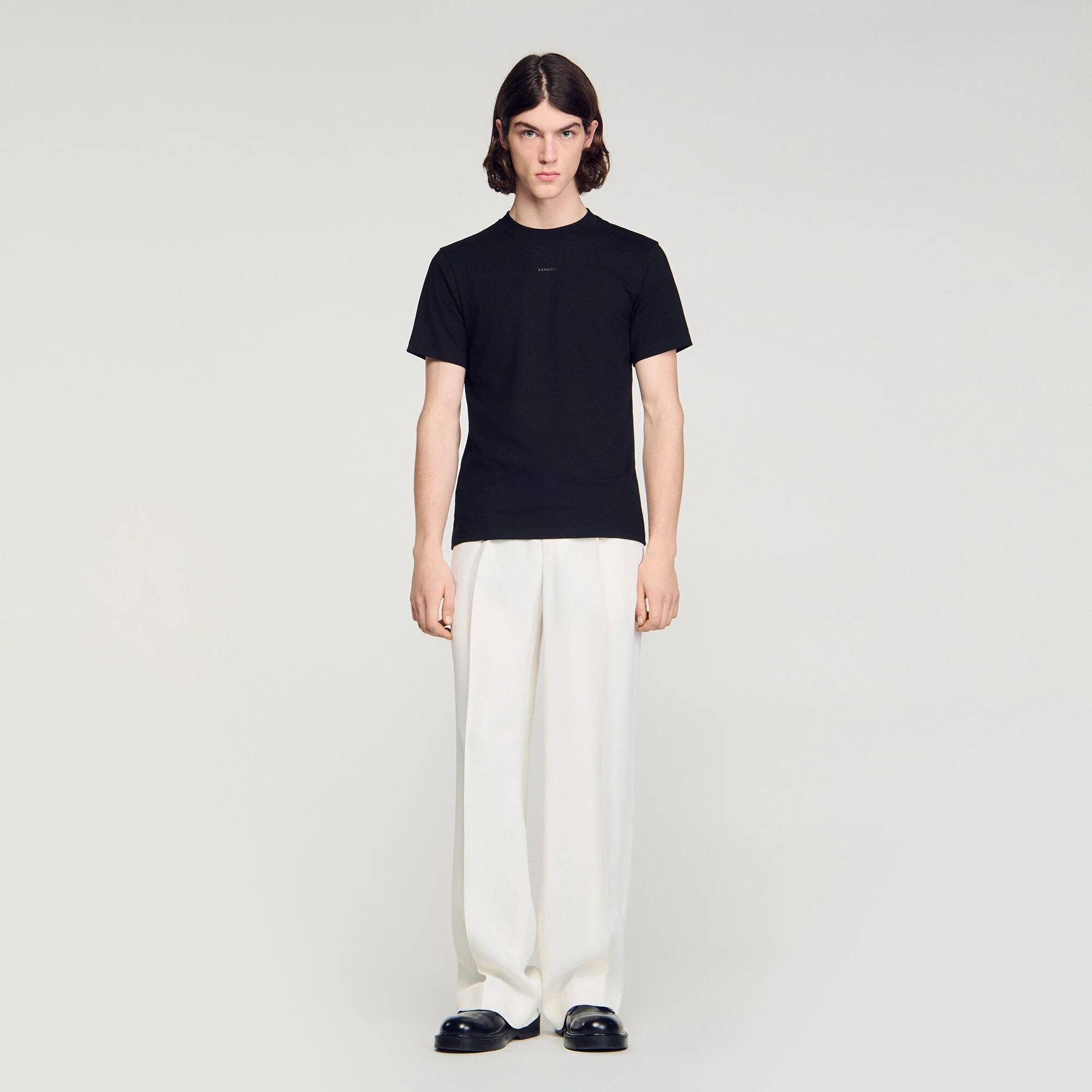 Sandro Logo Tee Cotton T-Shirt Black - Image 2