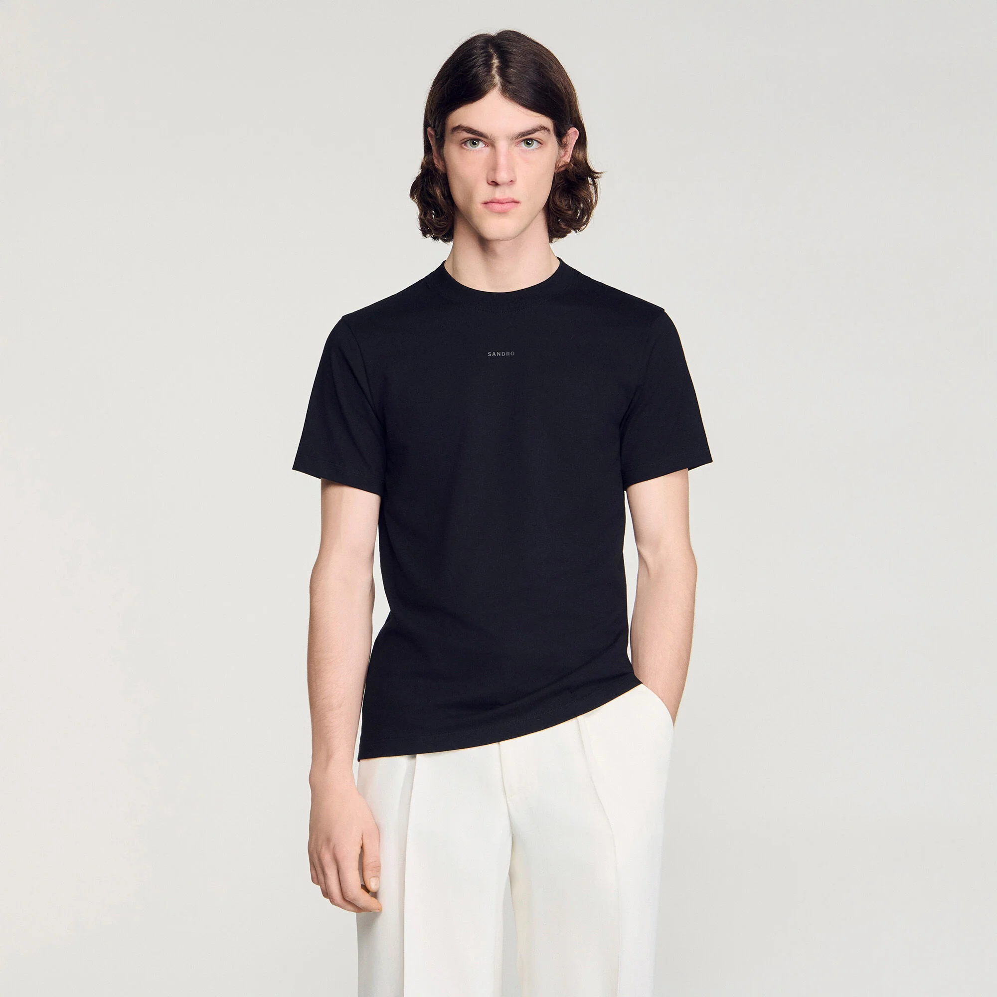 Sandro Logo Tee Cotton T-Shirt Black - Image 4