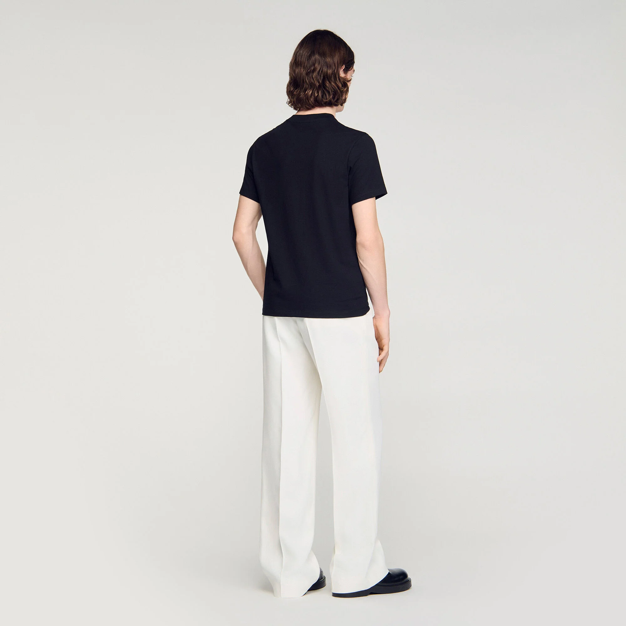 Sandro Logo Tee Cotton T-Shirt Black - Image 5