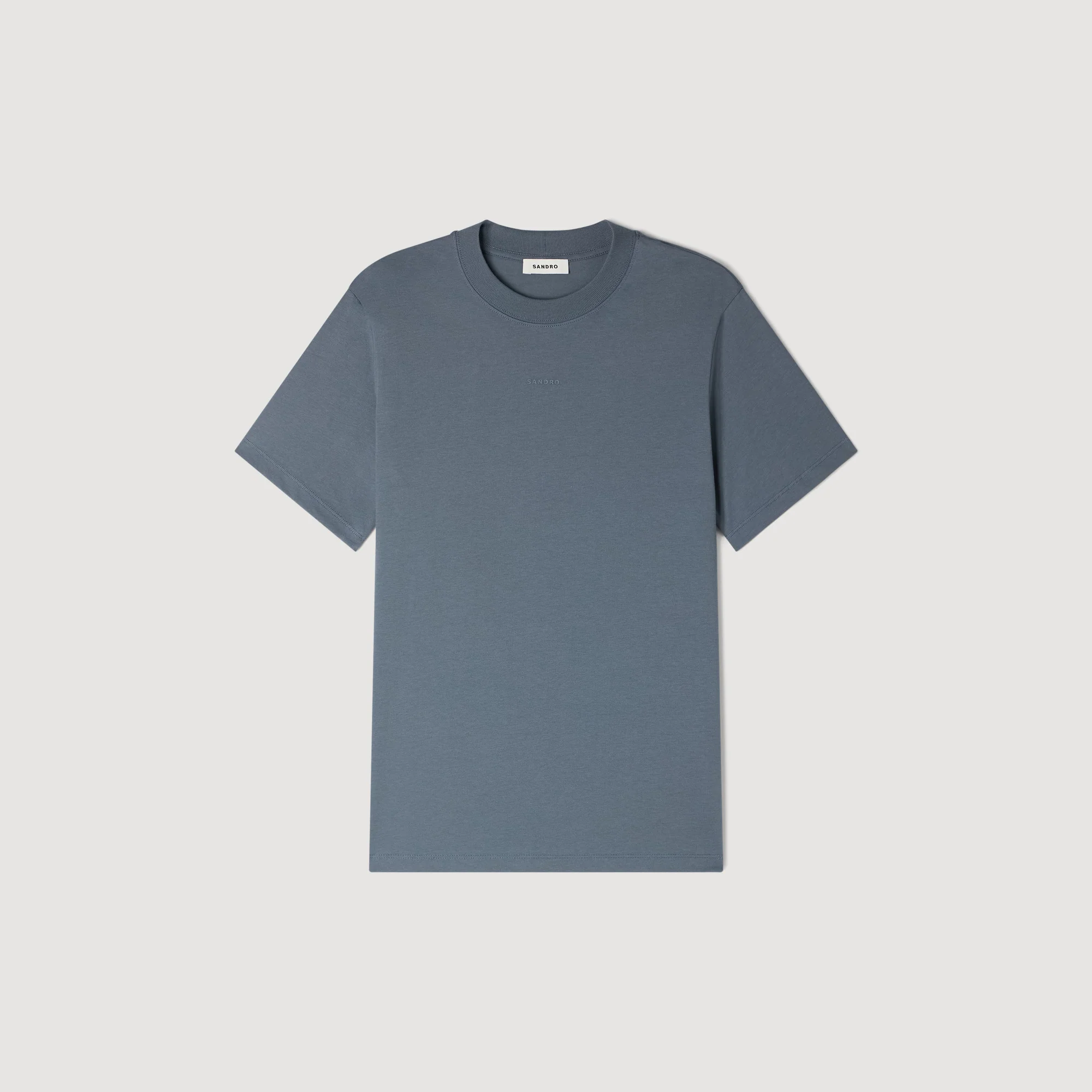 Sandro Logo Tee Cotton T-Shirt Grey / Blu - Image 6