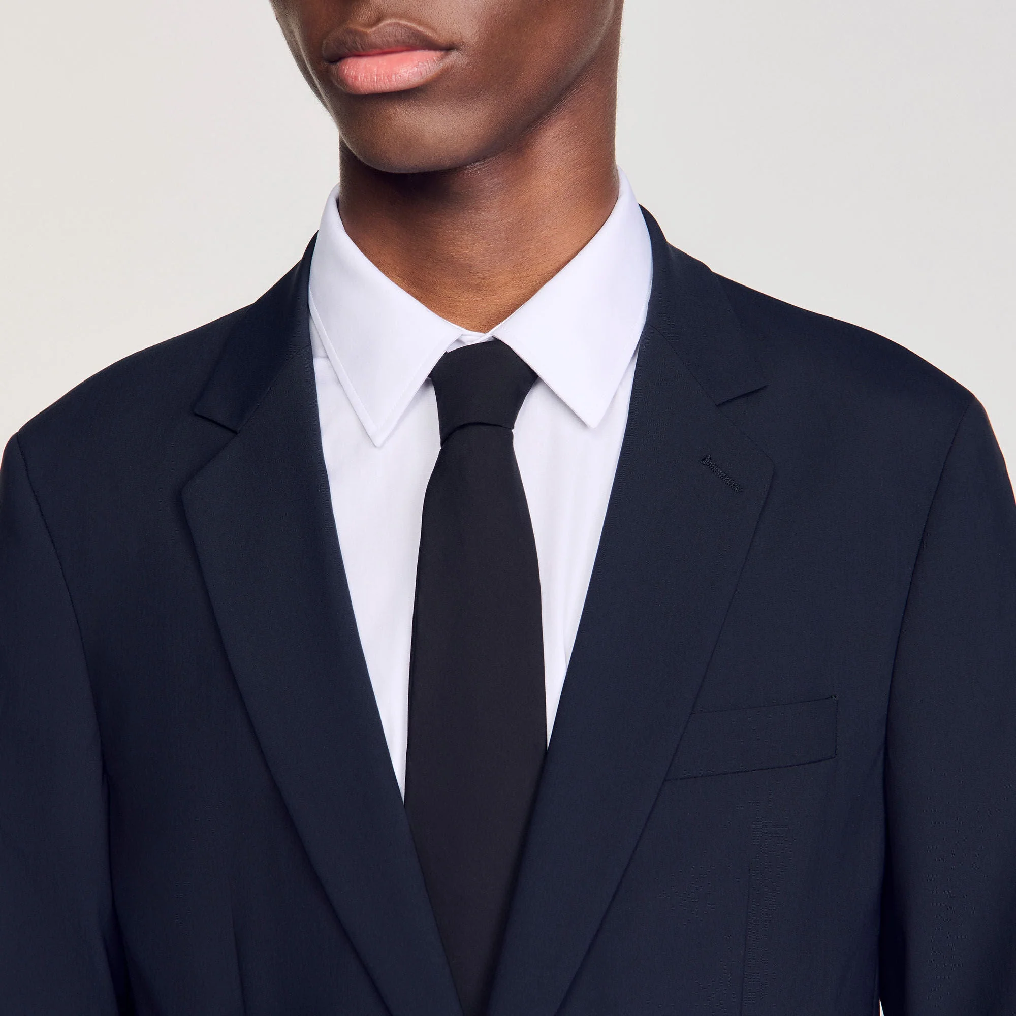 Formal Destructure Wool Stretch Wool Suit Jacket Navy Blue - Image 3