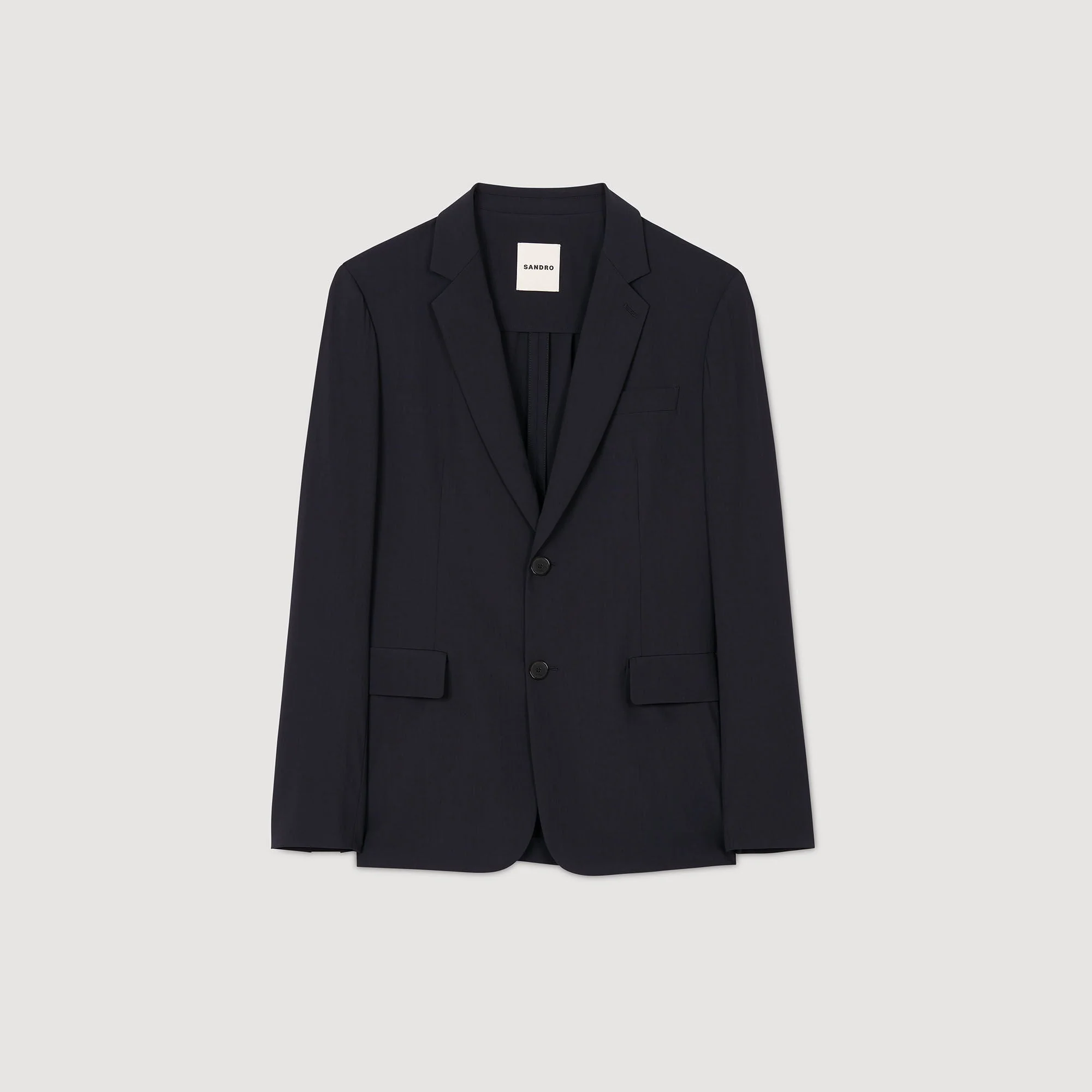 Formal Destructure Wool Stretch Wool Suit Jacket Navy Blue - Image 7